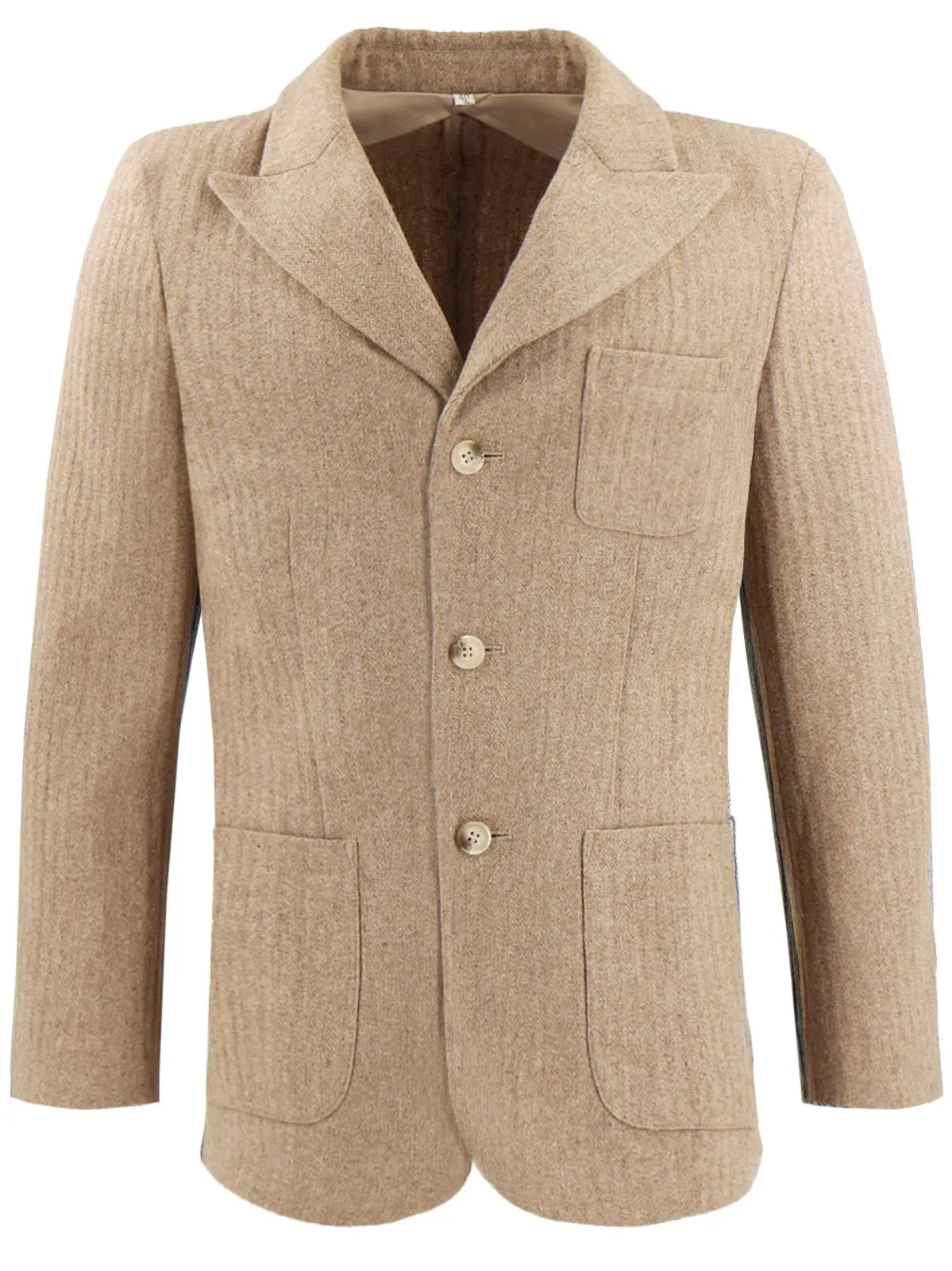 1940s Style Gallivant Beige Wool Peak Lapel Suit - Short