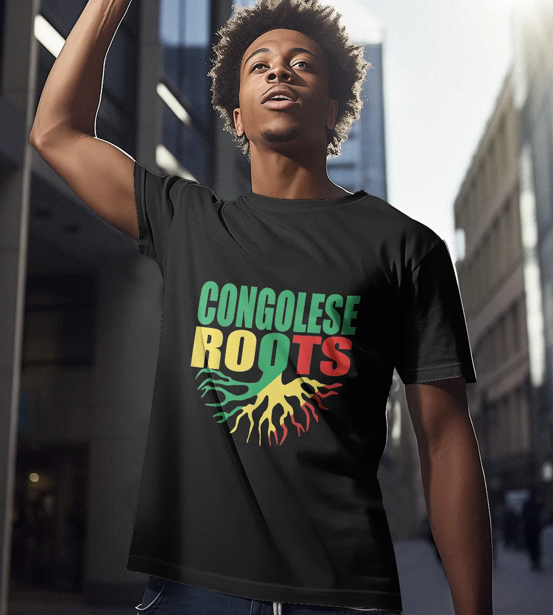 1sttheworld T-Shirt - Congolese Roots T-Shirt Black A35