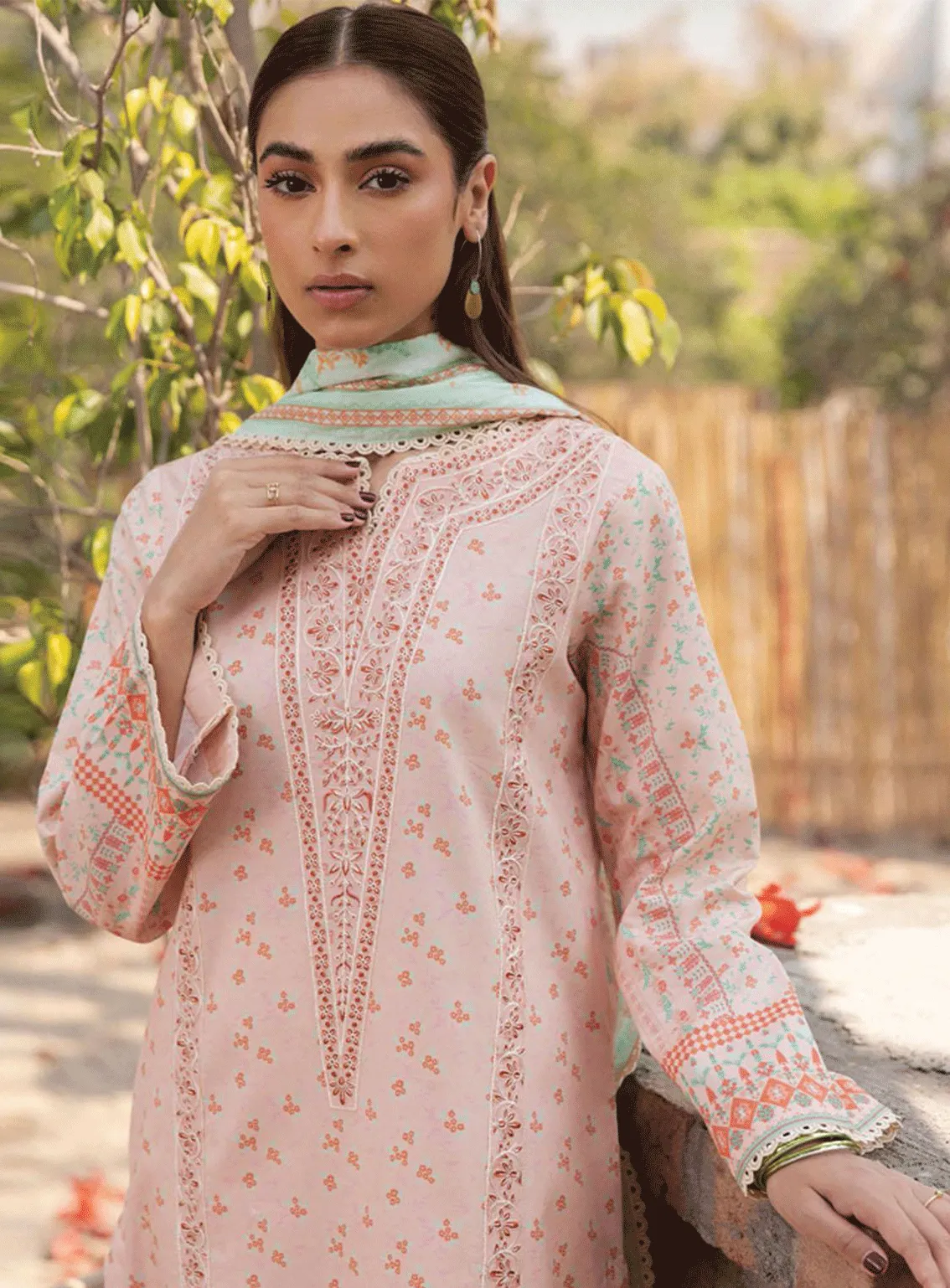 Aabyaan Embroidered Lawn Unstitched 3 Piece Suit - ABY23PL AP-02 RIA