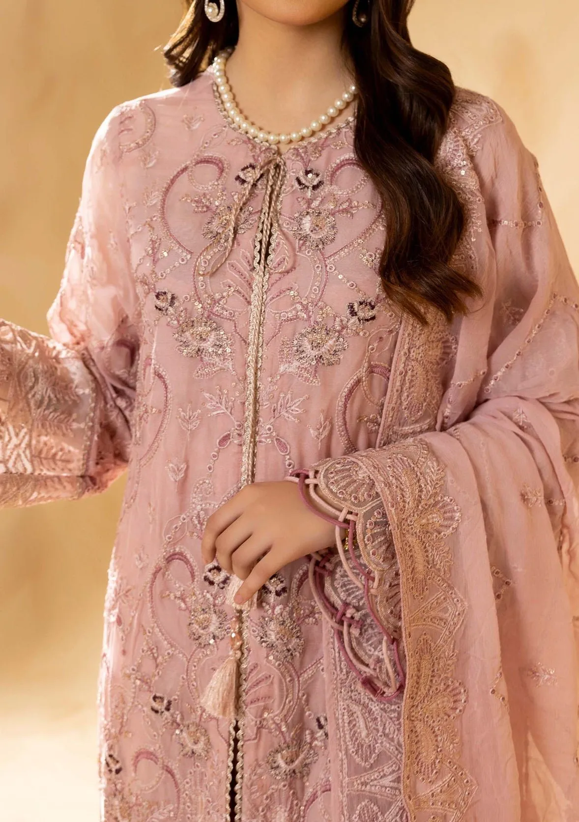 Adan's Libas Pakistani Embroidered Chiffon Dress