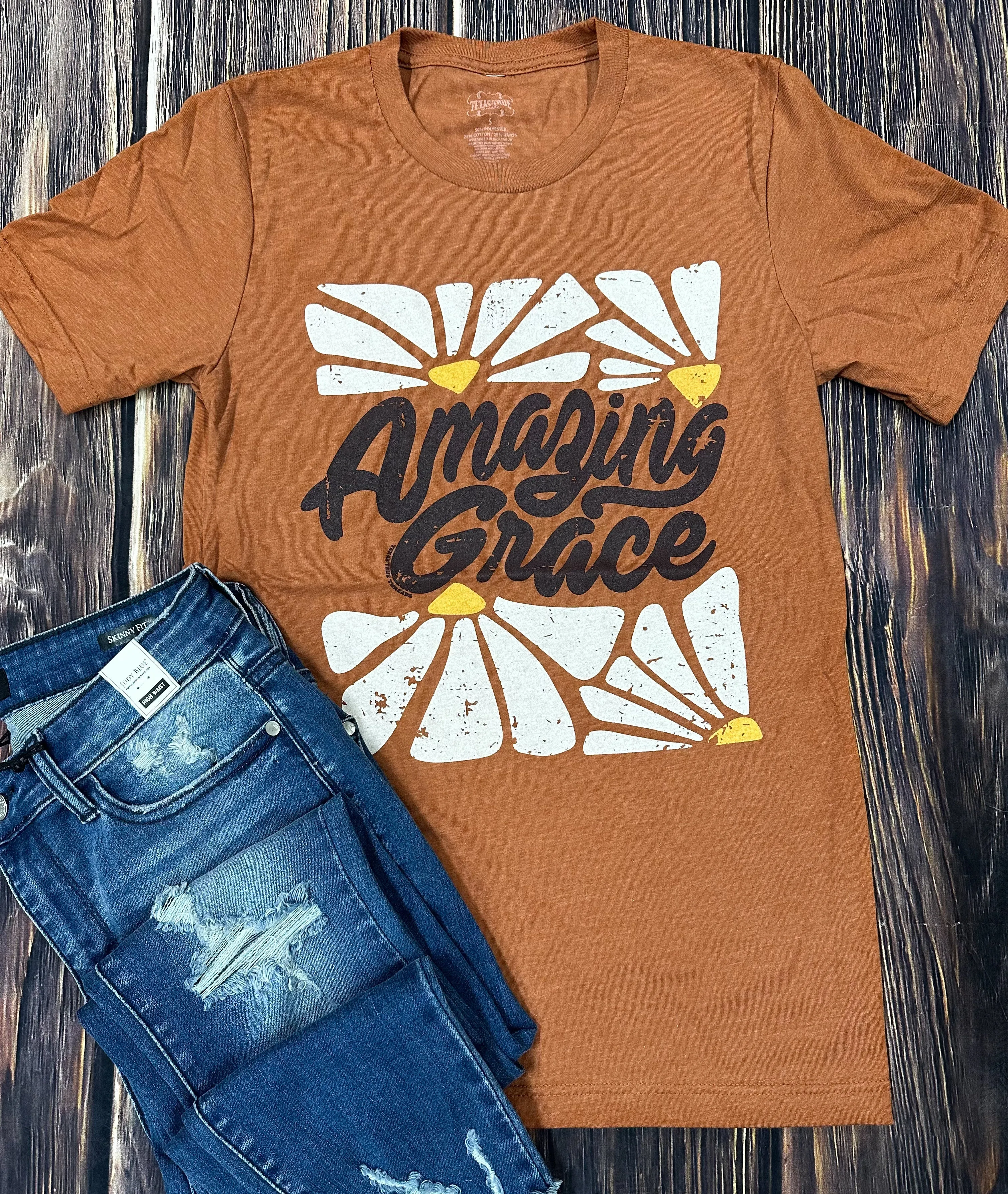 {AMAZING GRACE} Retro Floral Autumn Crew Neck Tee