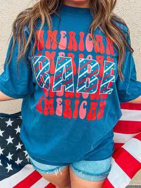 {AMERICAN BABE} Patriotic Navy Crew Neck Tee