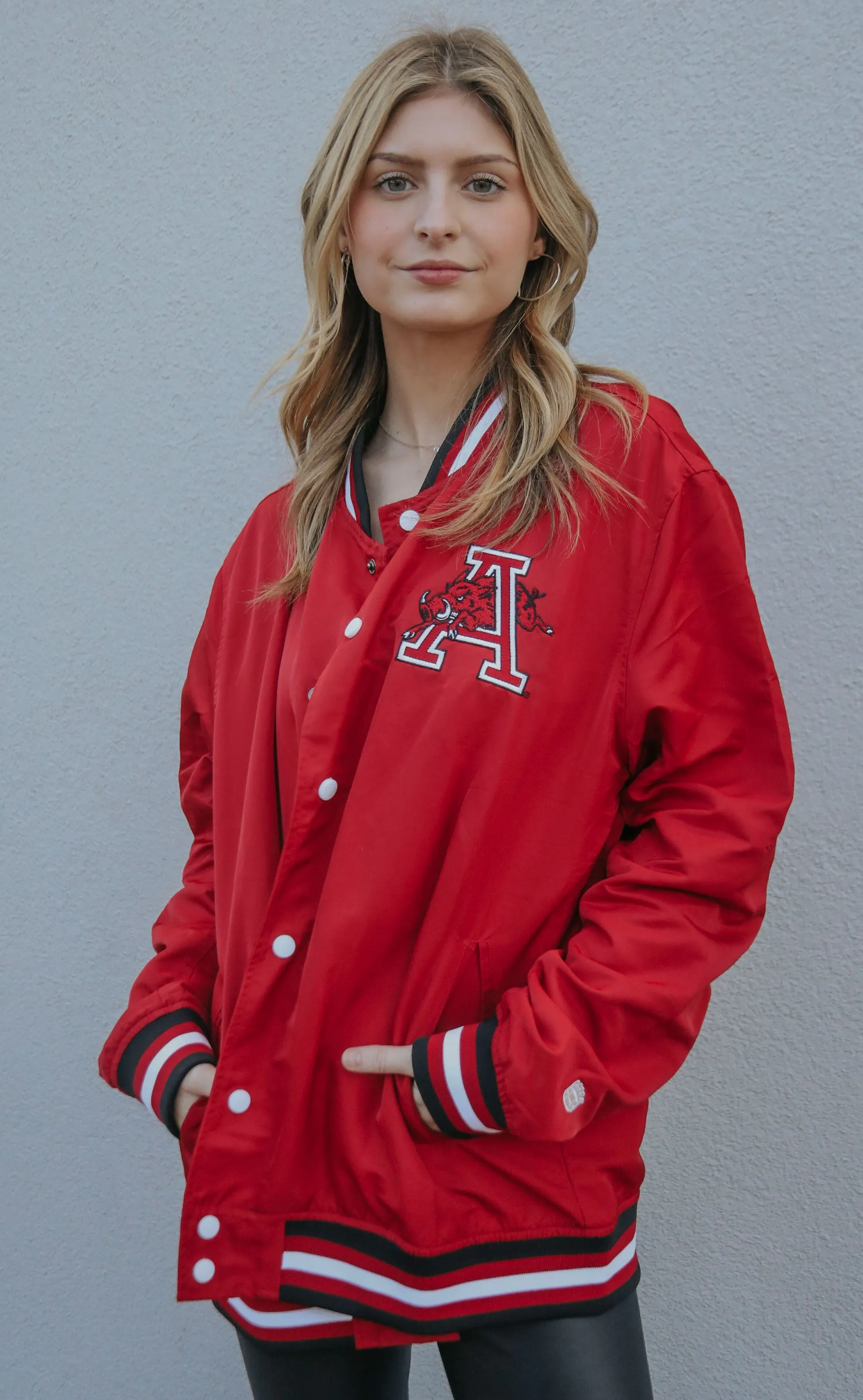 arkansas bomber jacket - razorback red