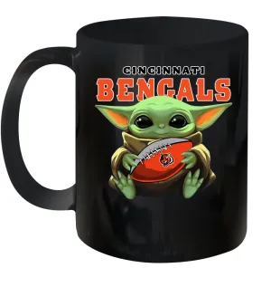 Baby Yoda Loves The Cincinnati Bengals Star Wars Baby Yoda Hugs Bengals NFL Ceramic Mug 11oz