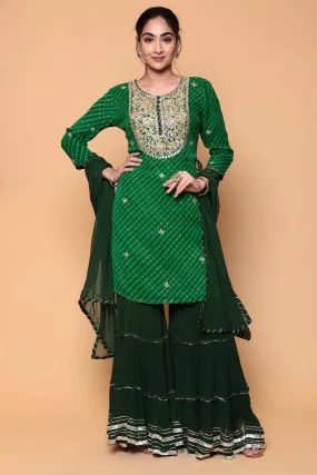 Bandhej Georgette Suit with Gota, Gota Patti work.