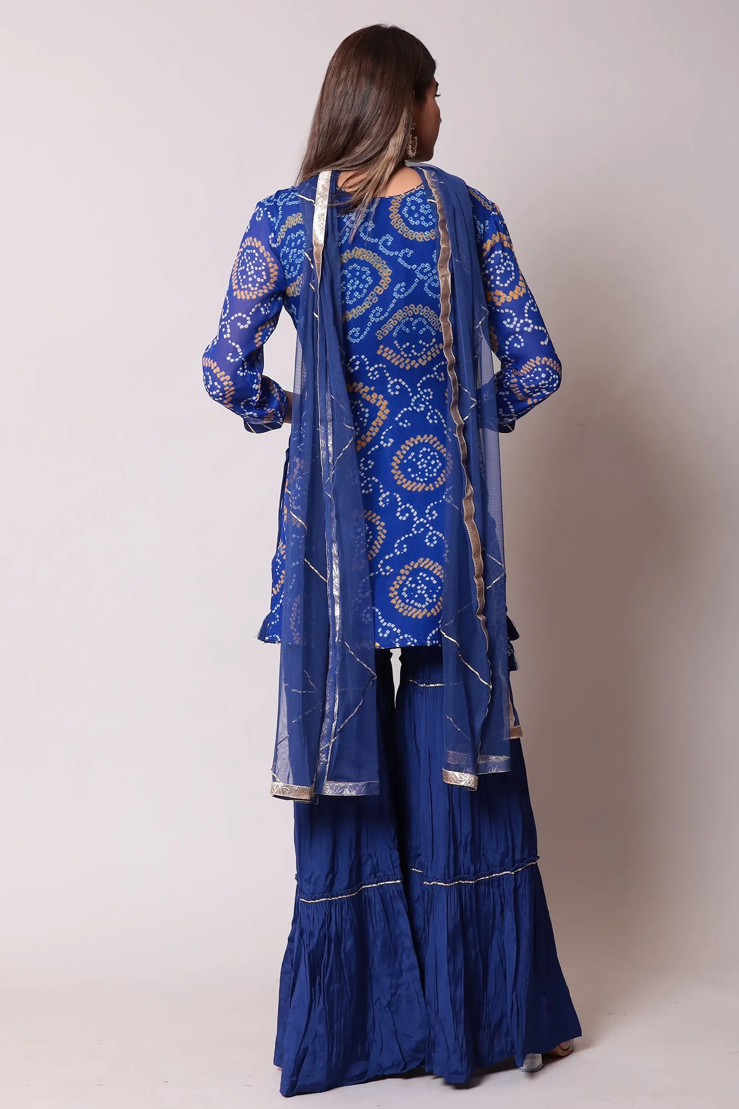 Bandhej Georgette Suit with Gota Patti work.