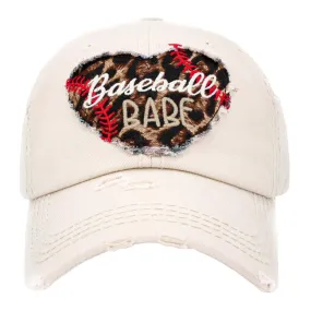 Baseball Babe Leopard Patterned Heart Vintage Baseball Cap