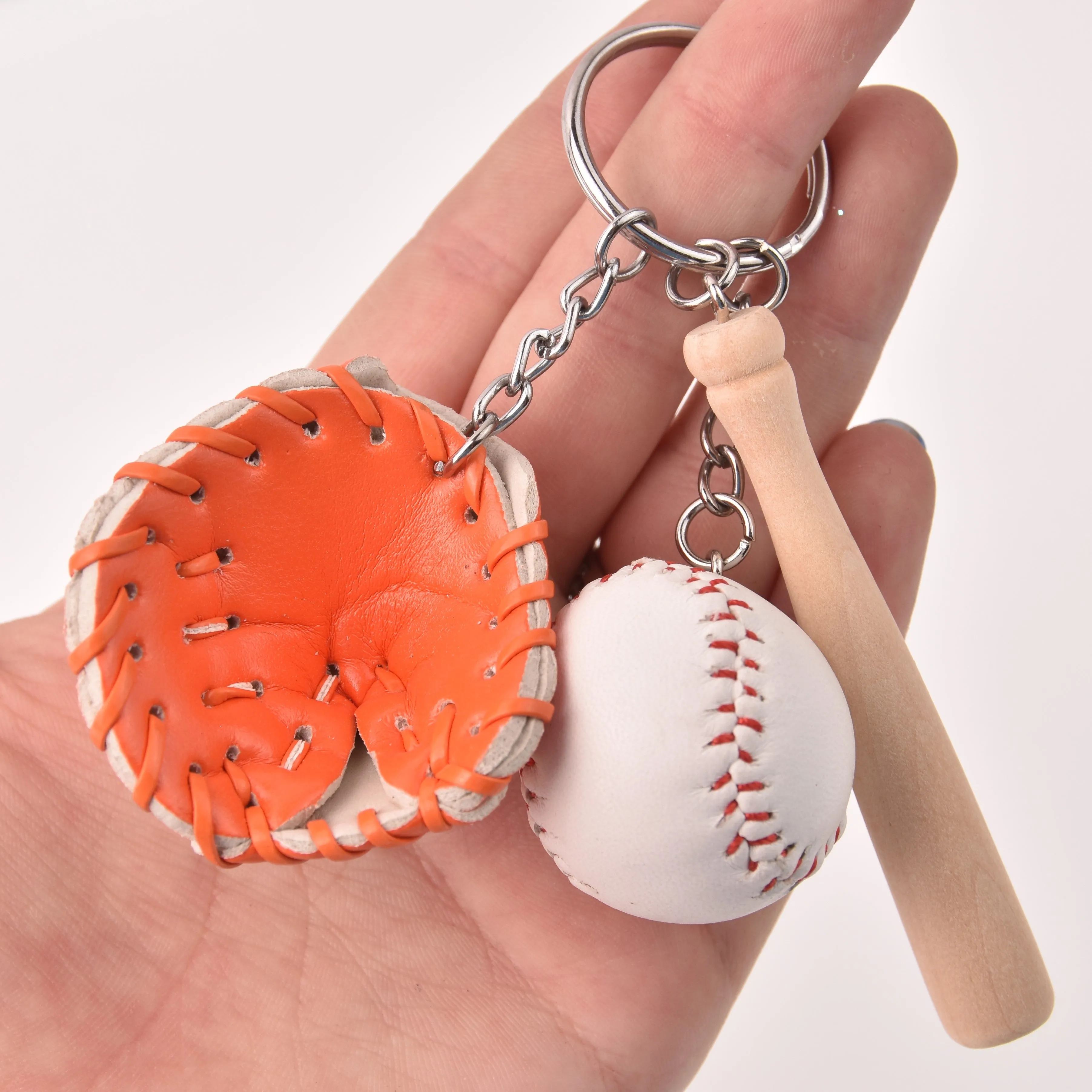 Baseball Keychain, Player Bat, Ball, Glove Keyring, Christmas Gifts for Him gft0104