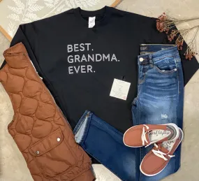 BEST GRANDMA EVER BLACK CREW NECK SWEATSHIRT