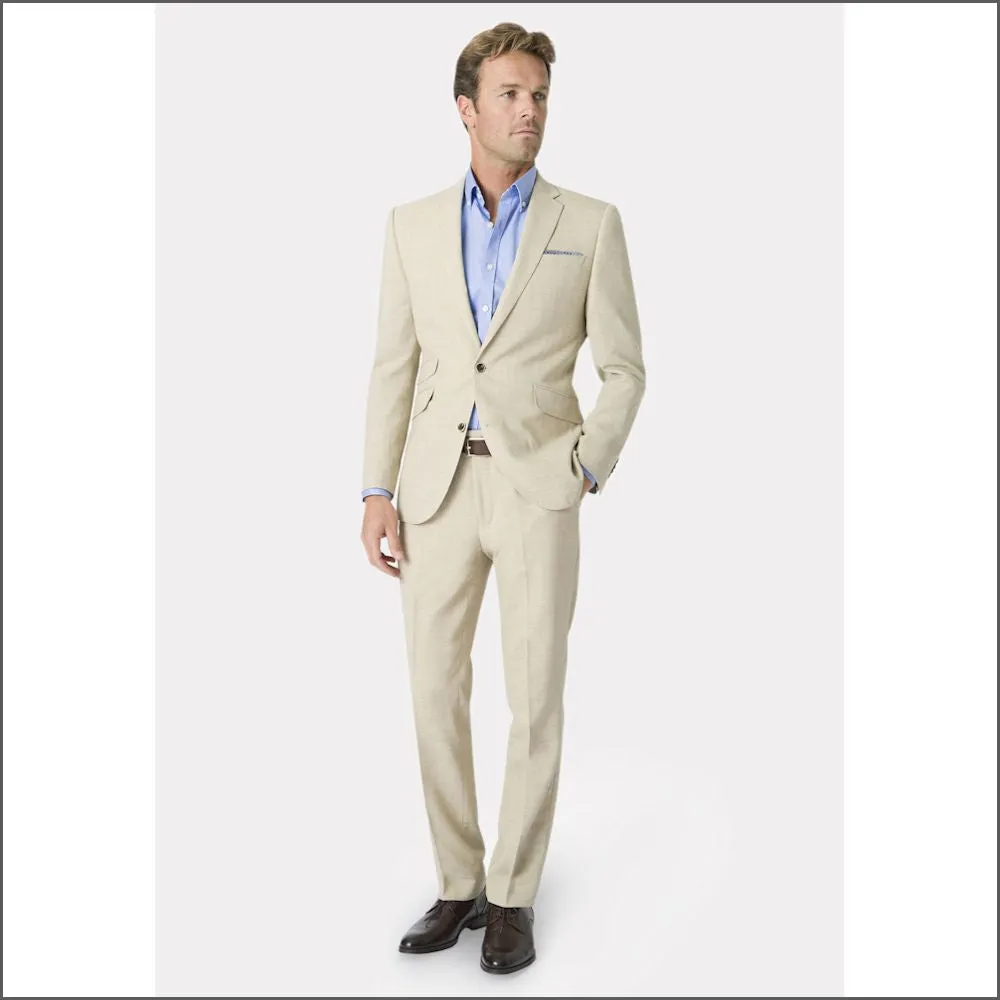 Brook Taverner Tailored Fit Natural Linen Mix Suit Jacket<><>