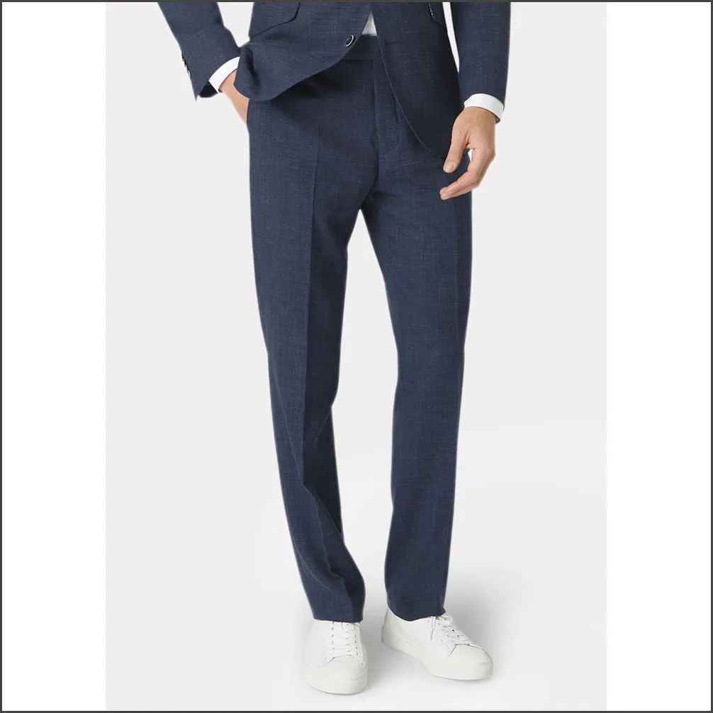 Brook Taverner Tailored Fit Navy Linen Mix Suit Trouser<><>