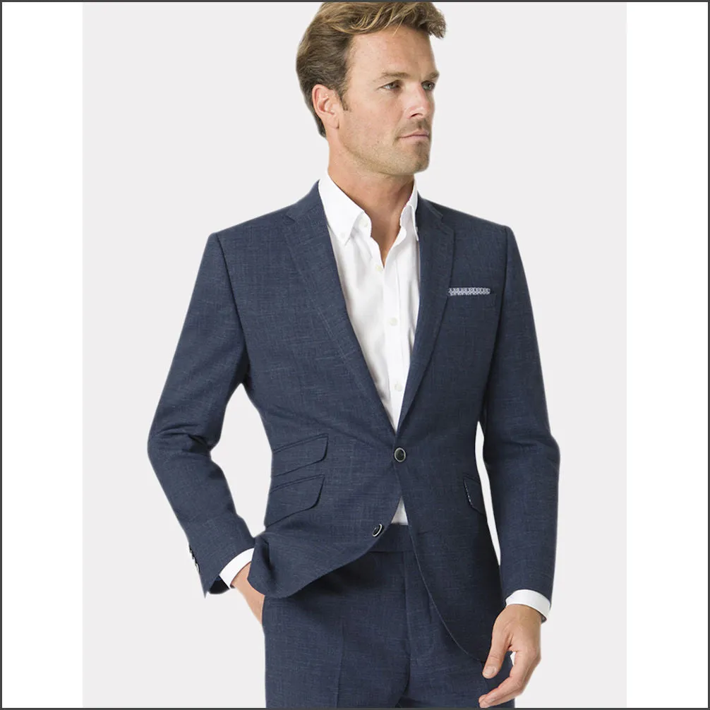 Brook Taverner Tailored Fit Navy Linen Mix Suit Trouser<><>