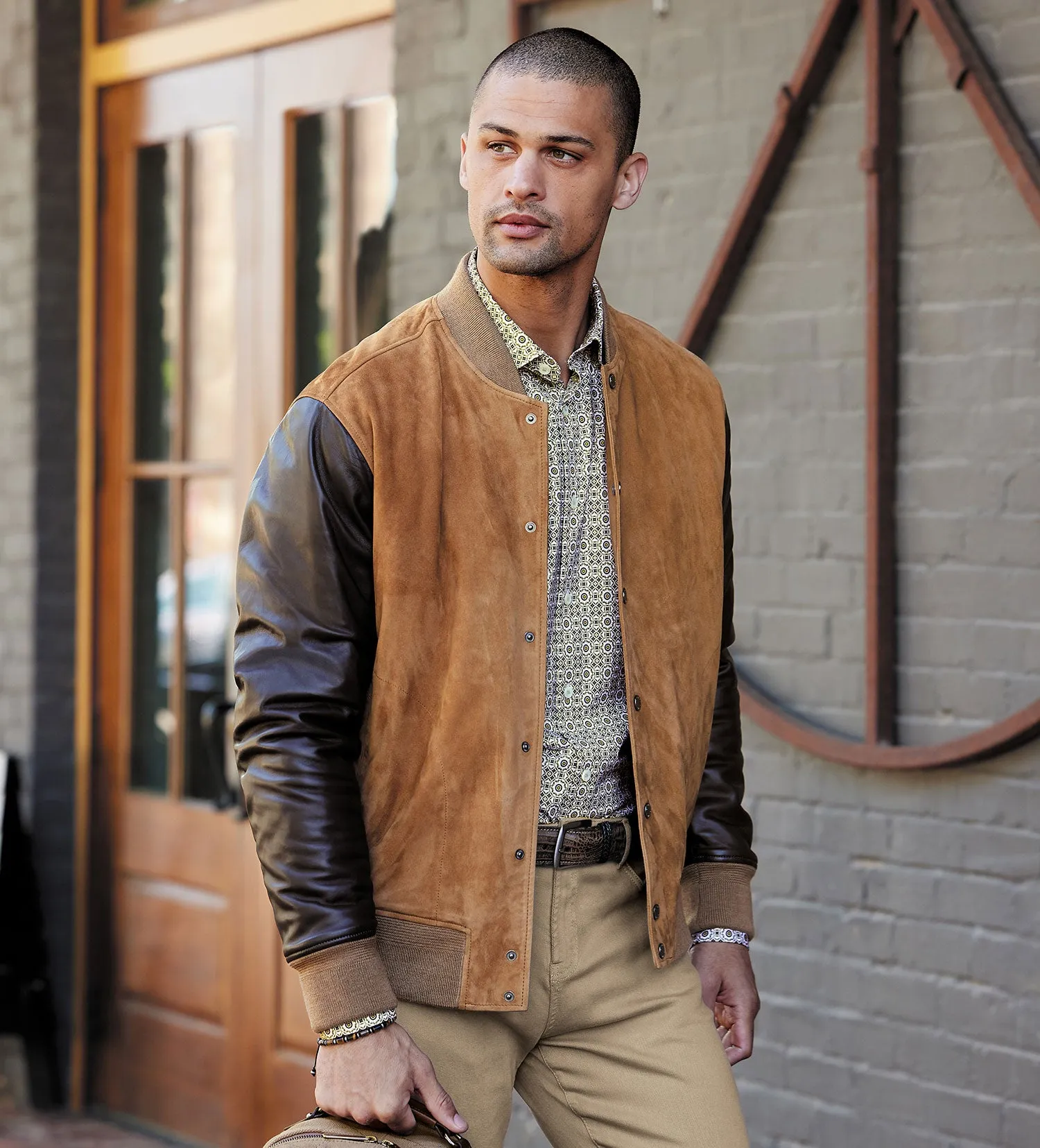 Bugatchi Suede Baseball Jacket