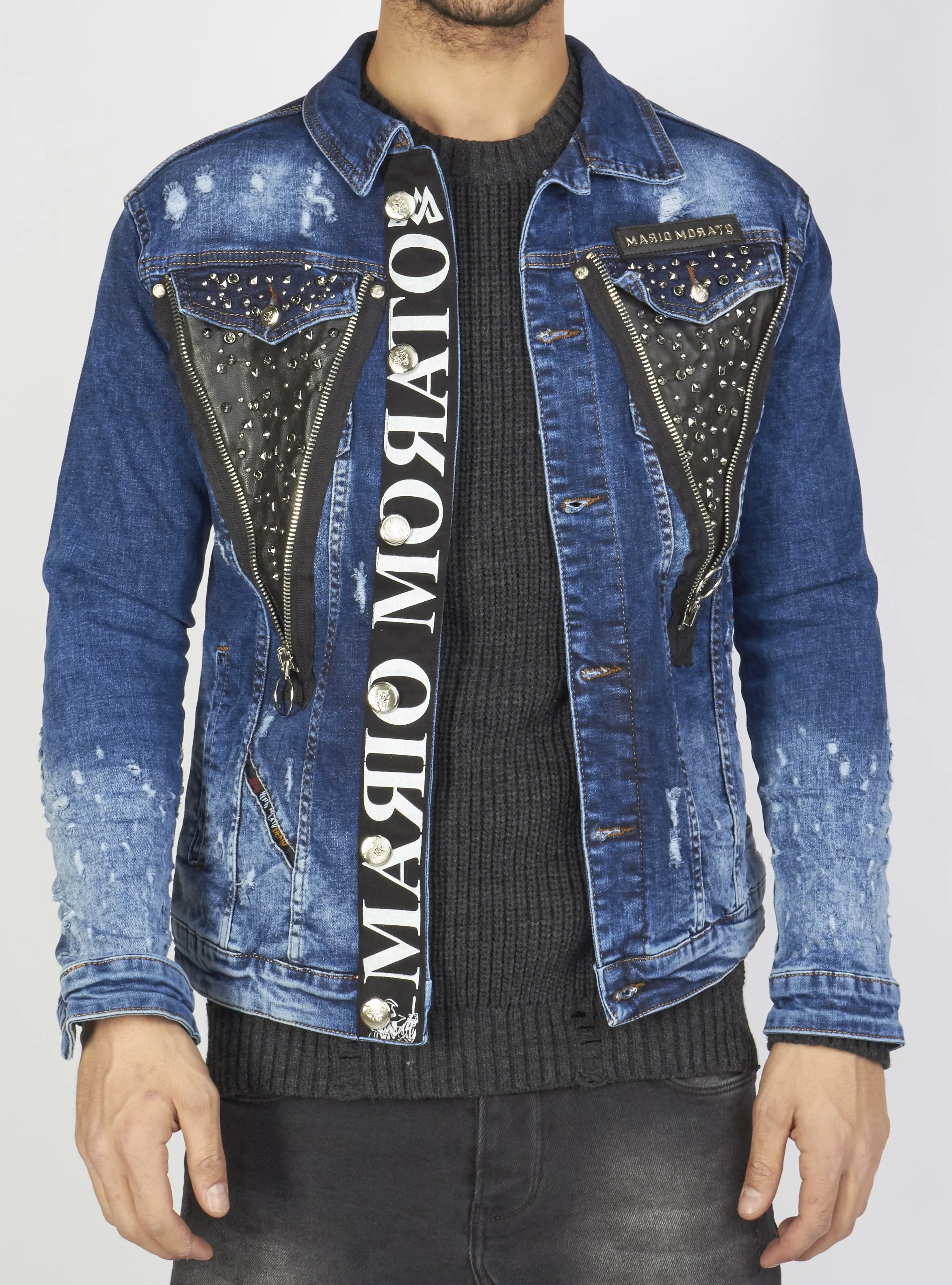 Buyer's Choice Denim Jacket - Leather - Blue - 2212-201-A35