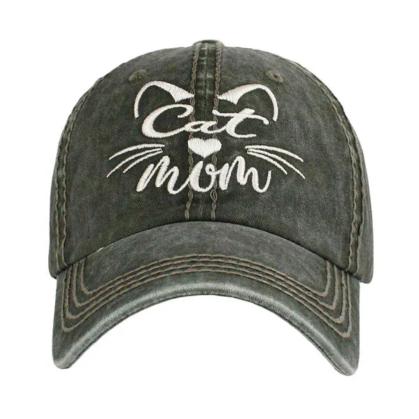 Cat Mom Message Vintage Baseball Cap