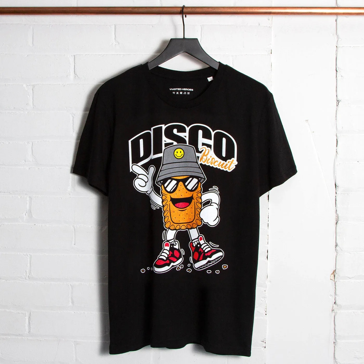 Colour Discoff Biscuit Front Print - Tshirt - Black