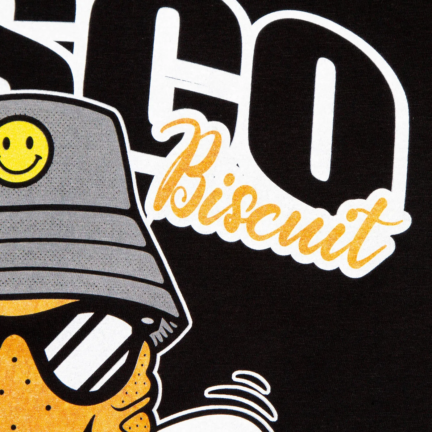 Colour Discoff Biscuit Front Print - Tshirt - Black