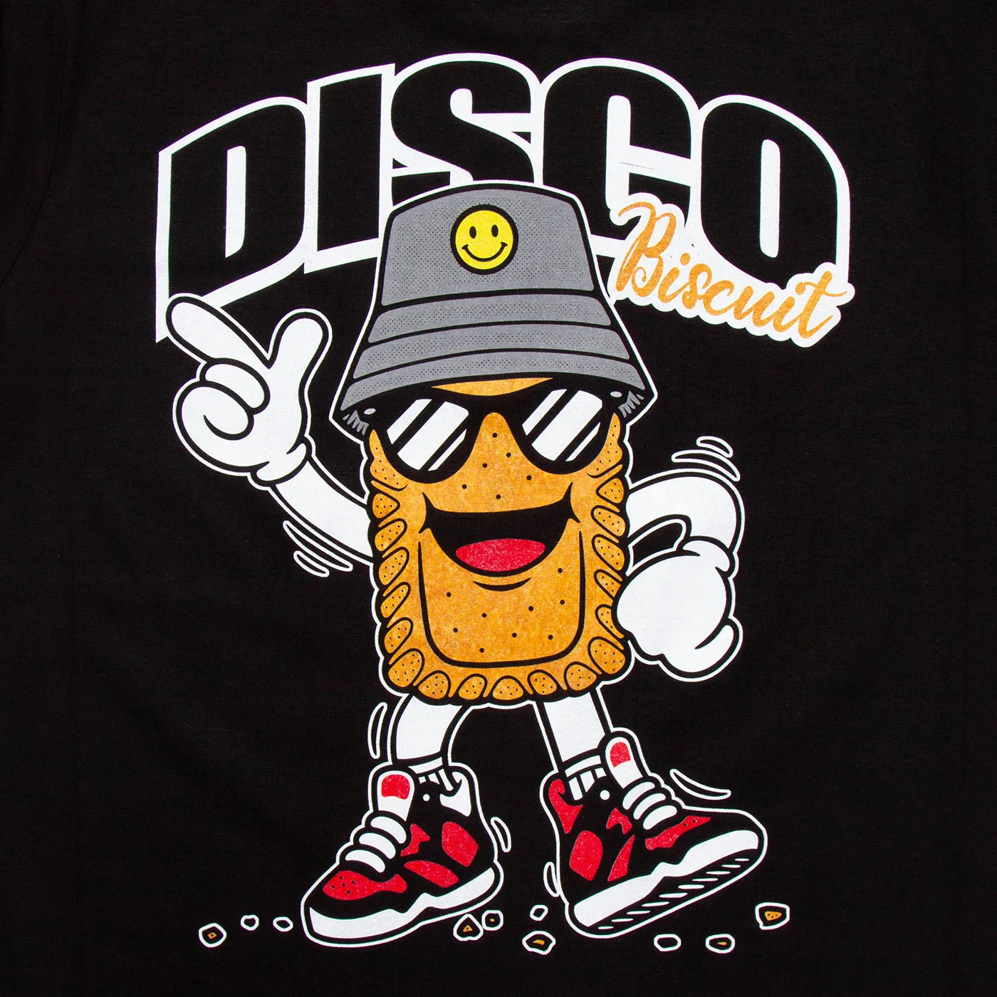 Colour Discoff Biscuit Front Print - Tshirt - Black