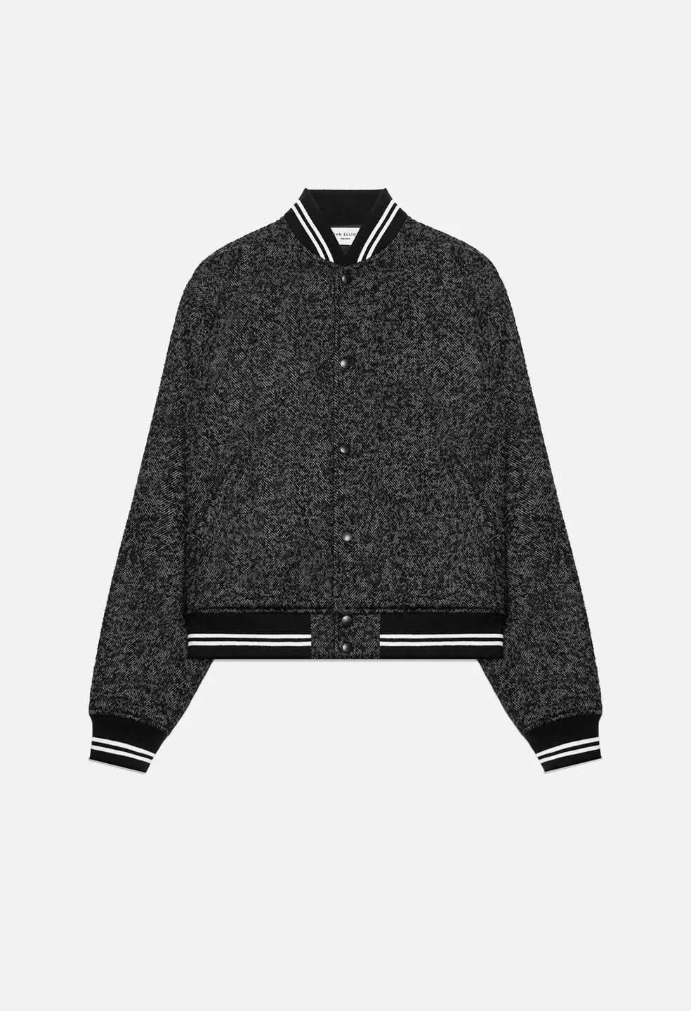 Cropped Baseball Jacket / Charcoal Tweed