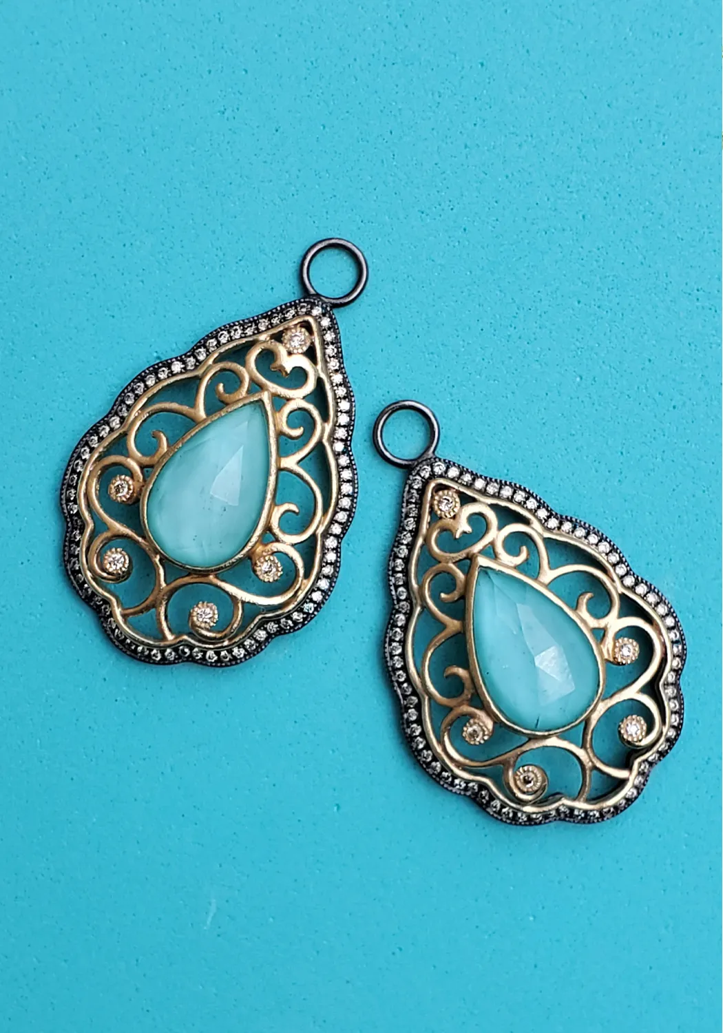 Cynthia Ann Filigree Turquoise Teardrop Earring Jackets