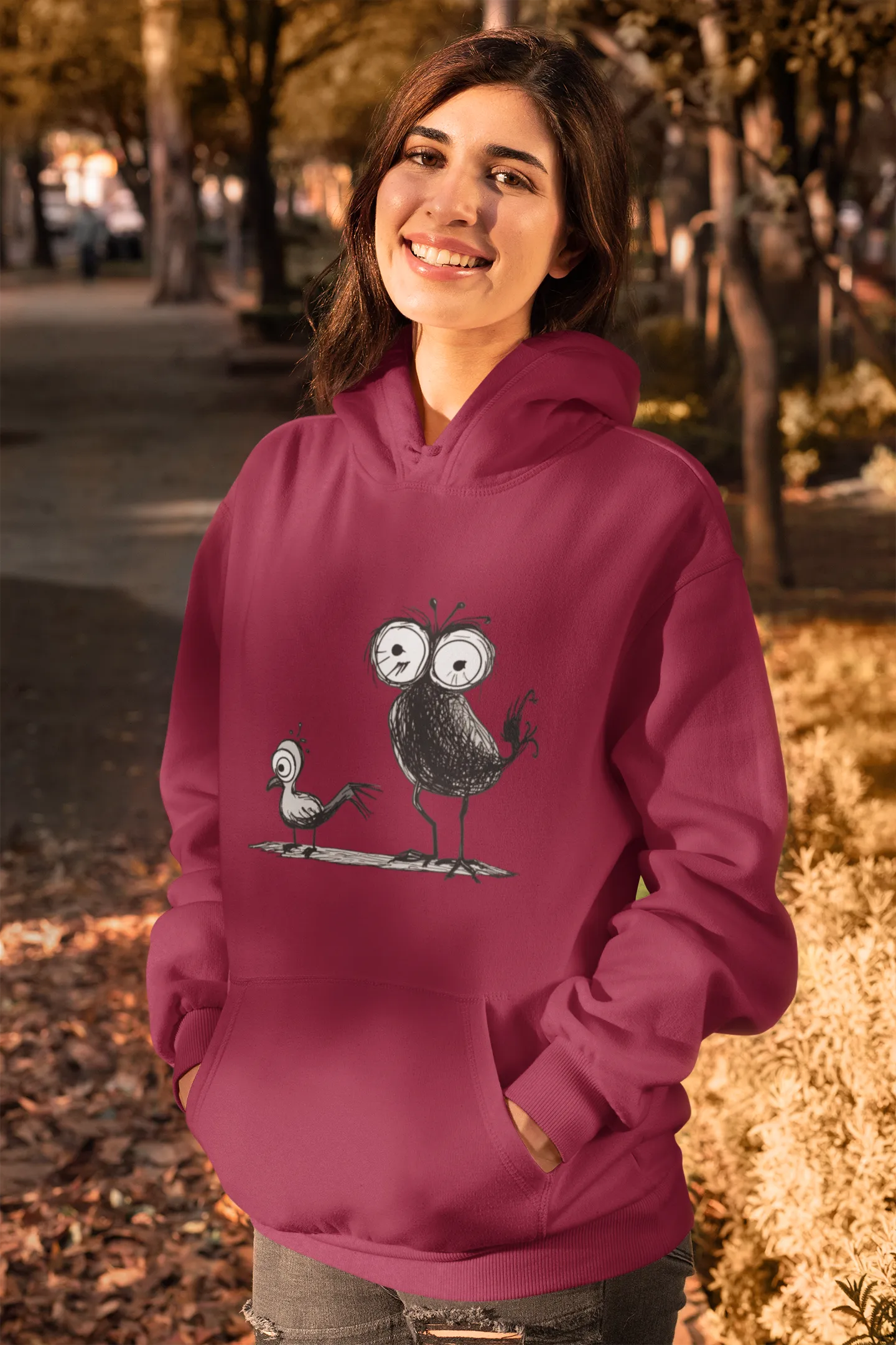 Damen Hoodie mit Vogelmotiv "Spatzen"