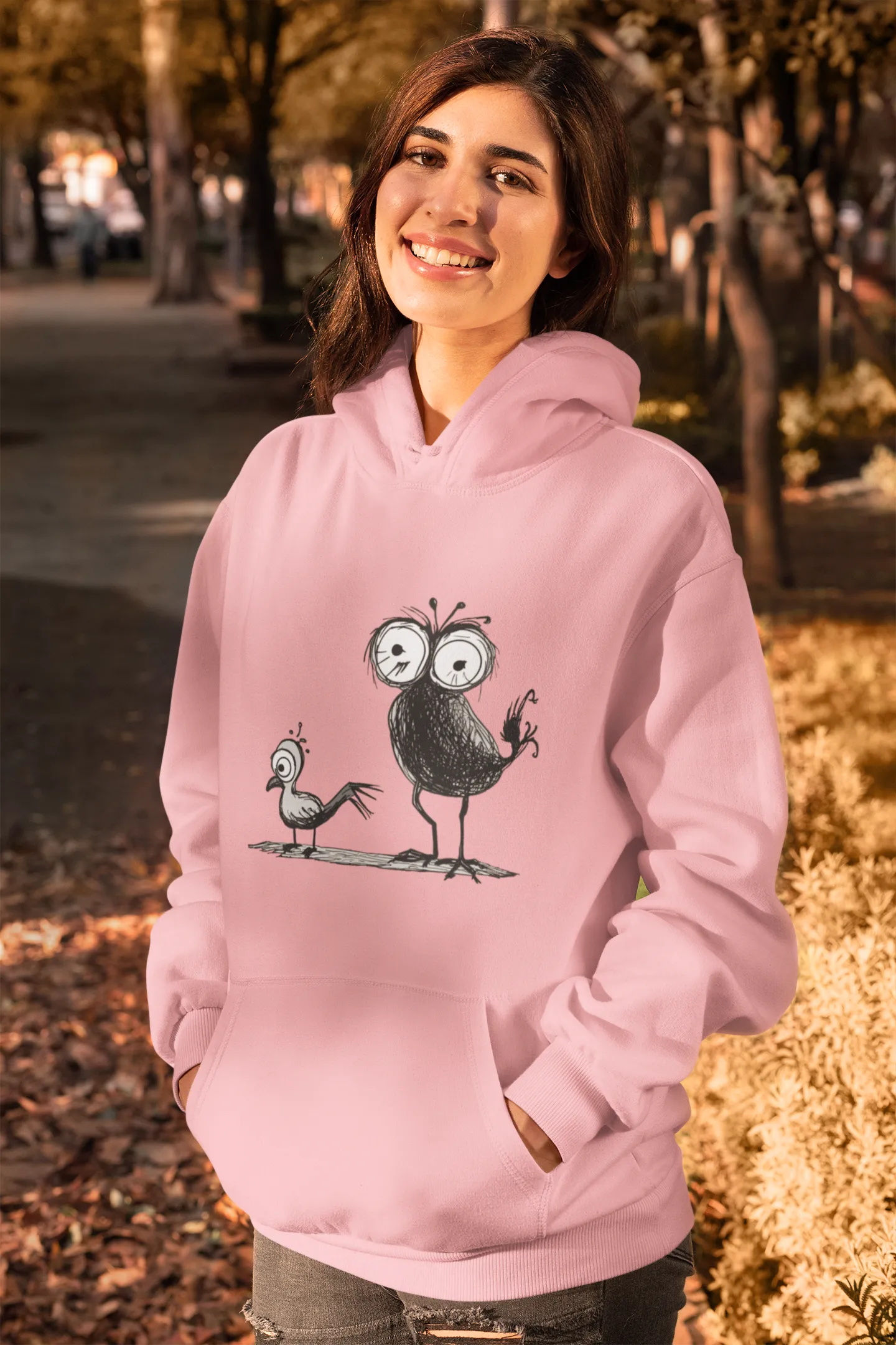 Damen Hoodie mit Vogelmotiv "Spatzen"