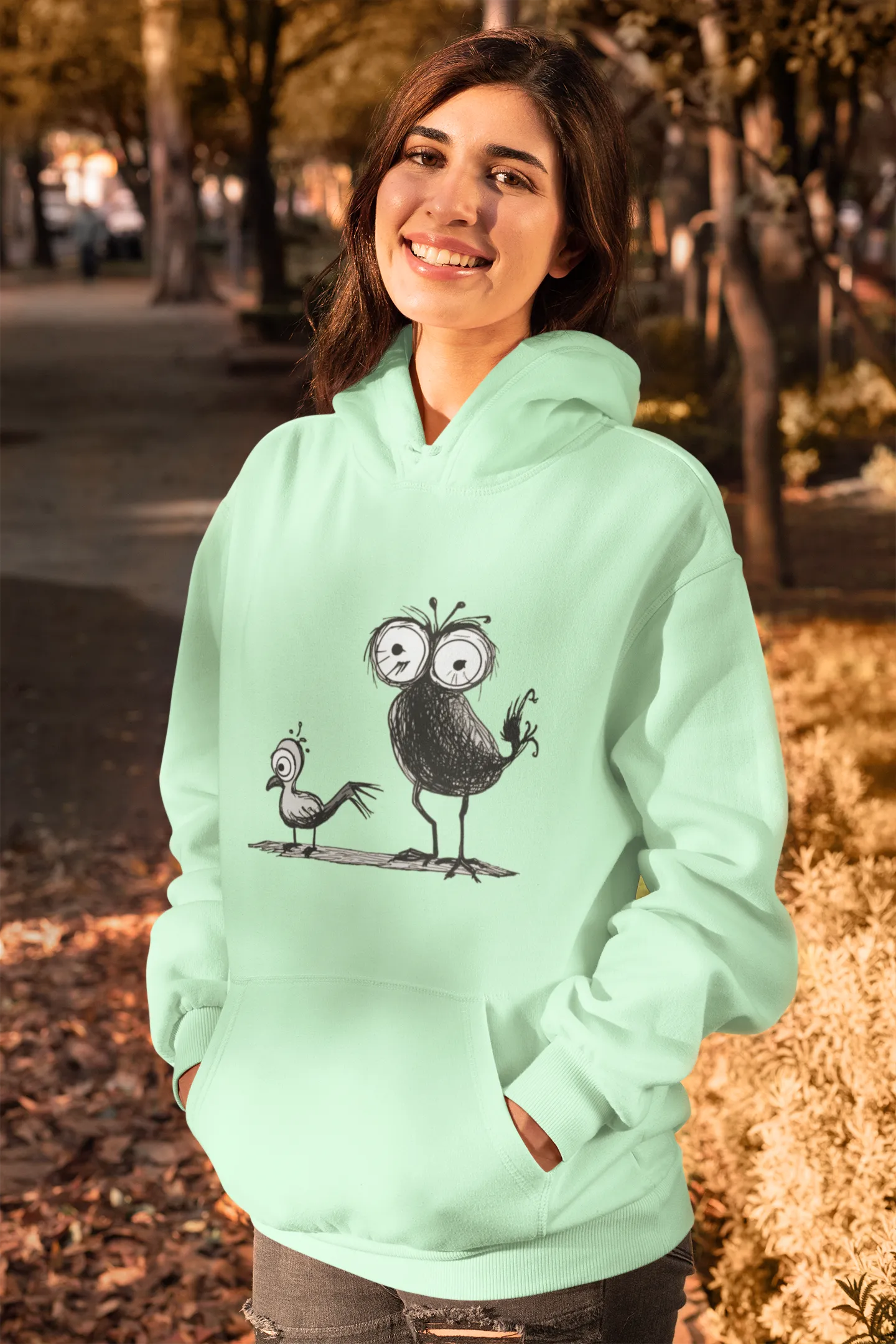 Damen Hoodie mit Vogelmotiv "Spatzen"