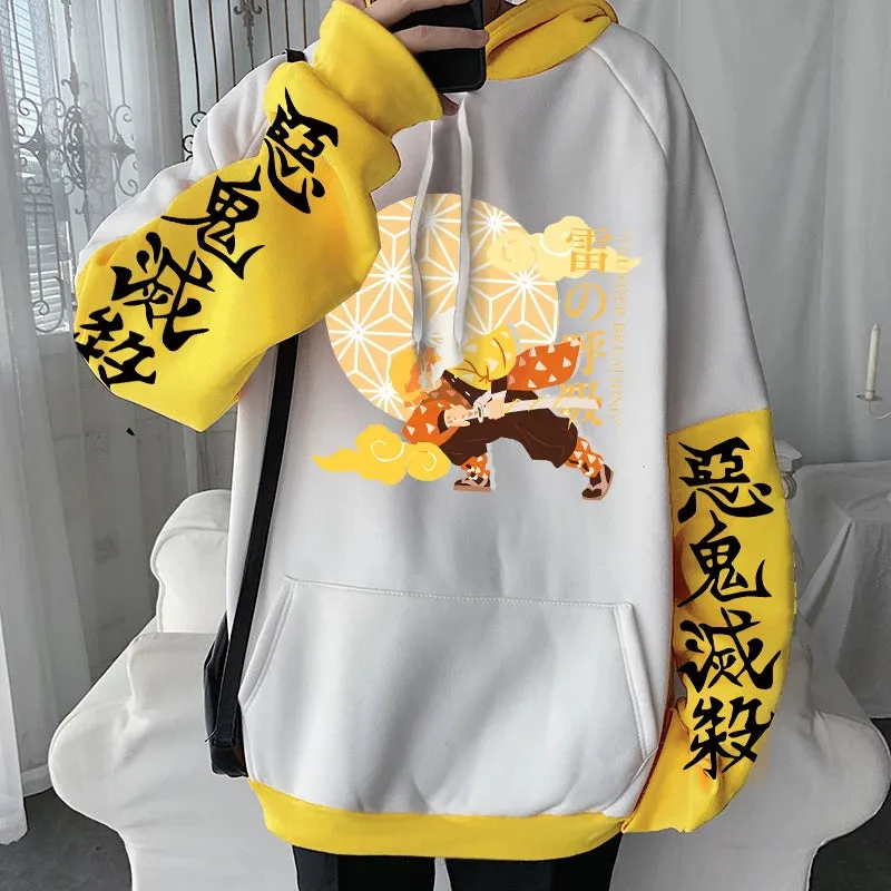 Demon Slayer Zenitsu Agatsuma Anime Oversized Long Hoodie