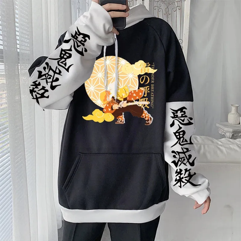 Demon Slayer Zenitsu Agatsuma Anime Oversized Long Hoodie