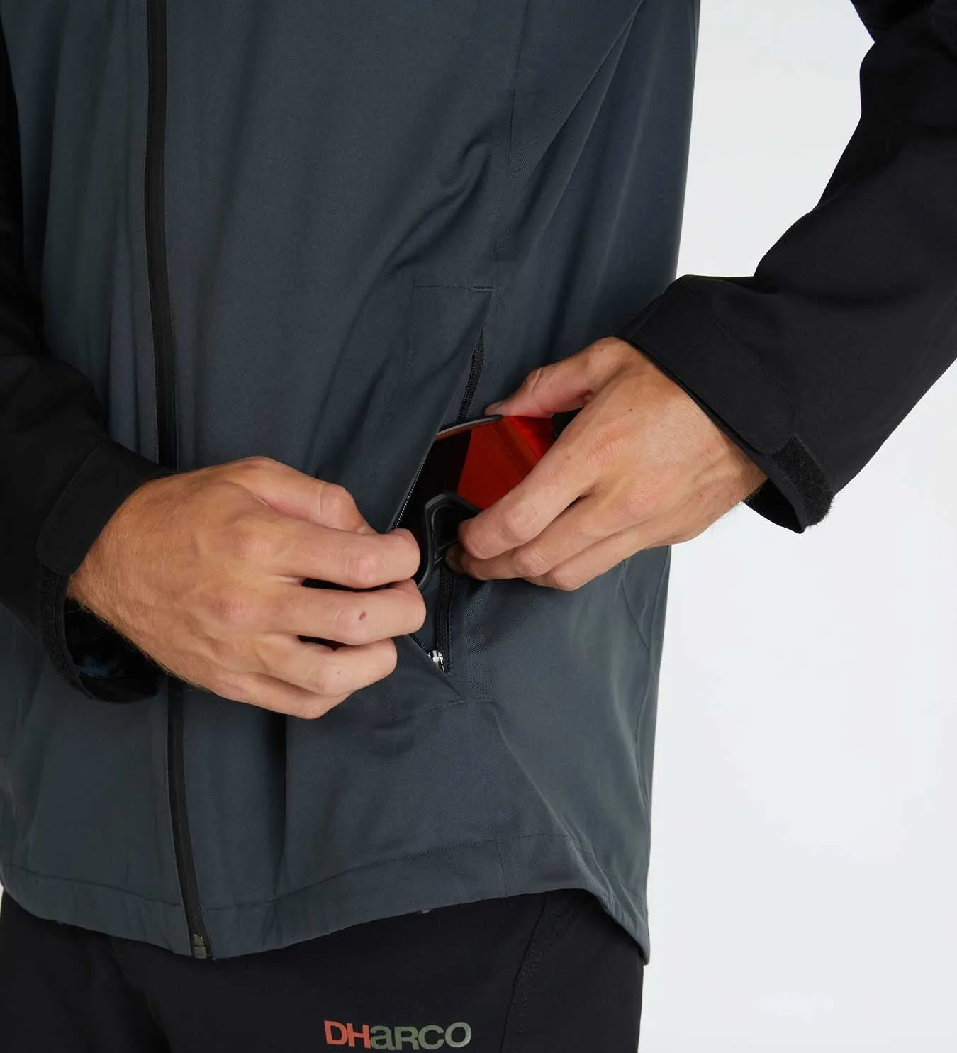 Dharco Mens Rain Jacket Black Grey