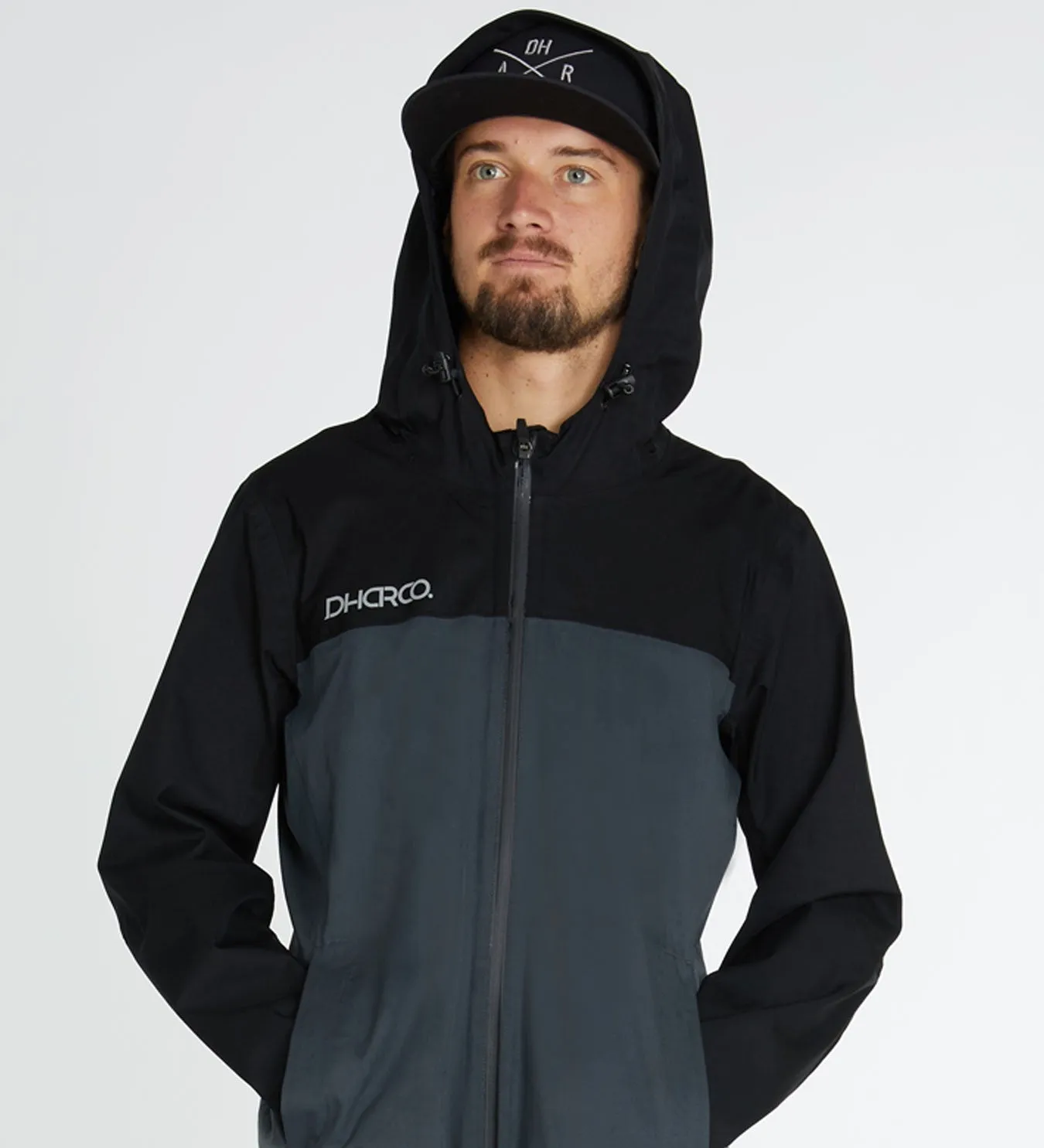 Dharco Mens Rain Jacket Black Grey