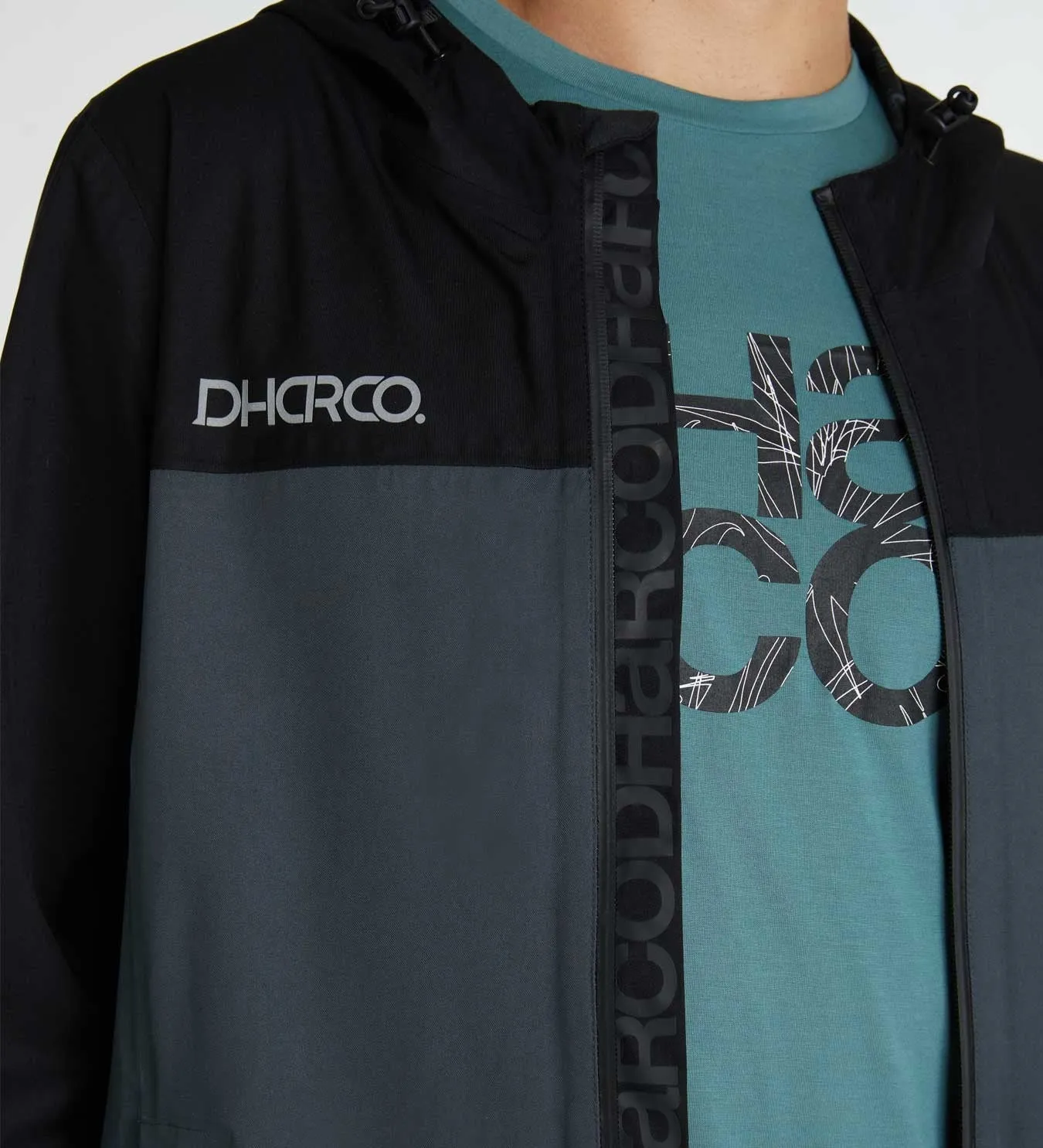 Dharco Mens Rain Jacket Black Grey