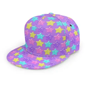 Electric Star Wave Purple Baseball Cap With Flat Brim