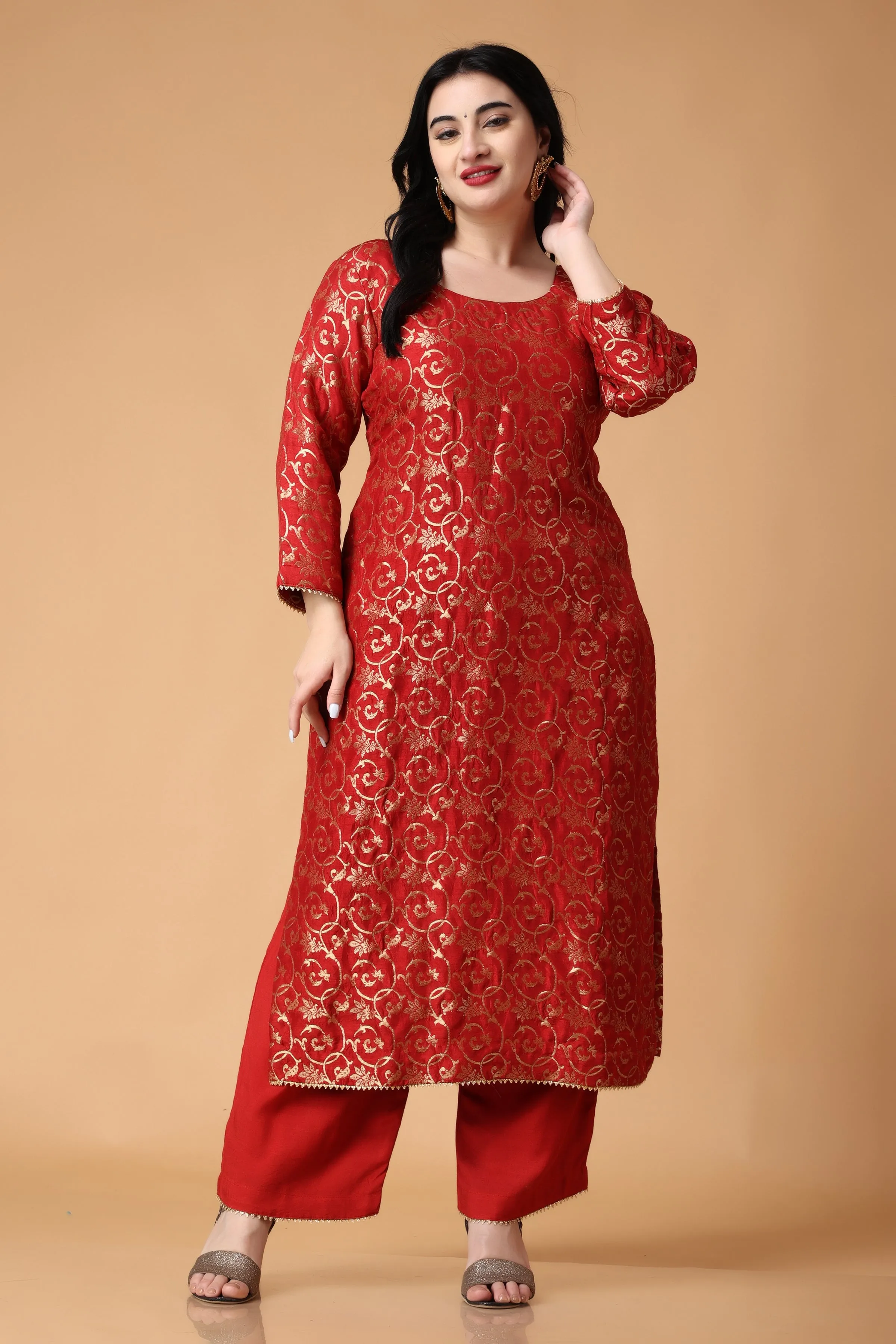 Eternally Red Jacquard Silk Suit