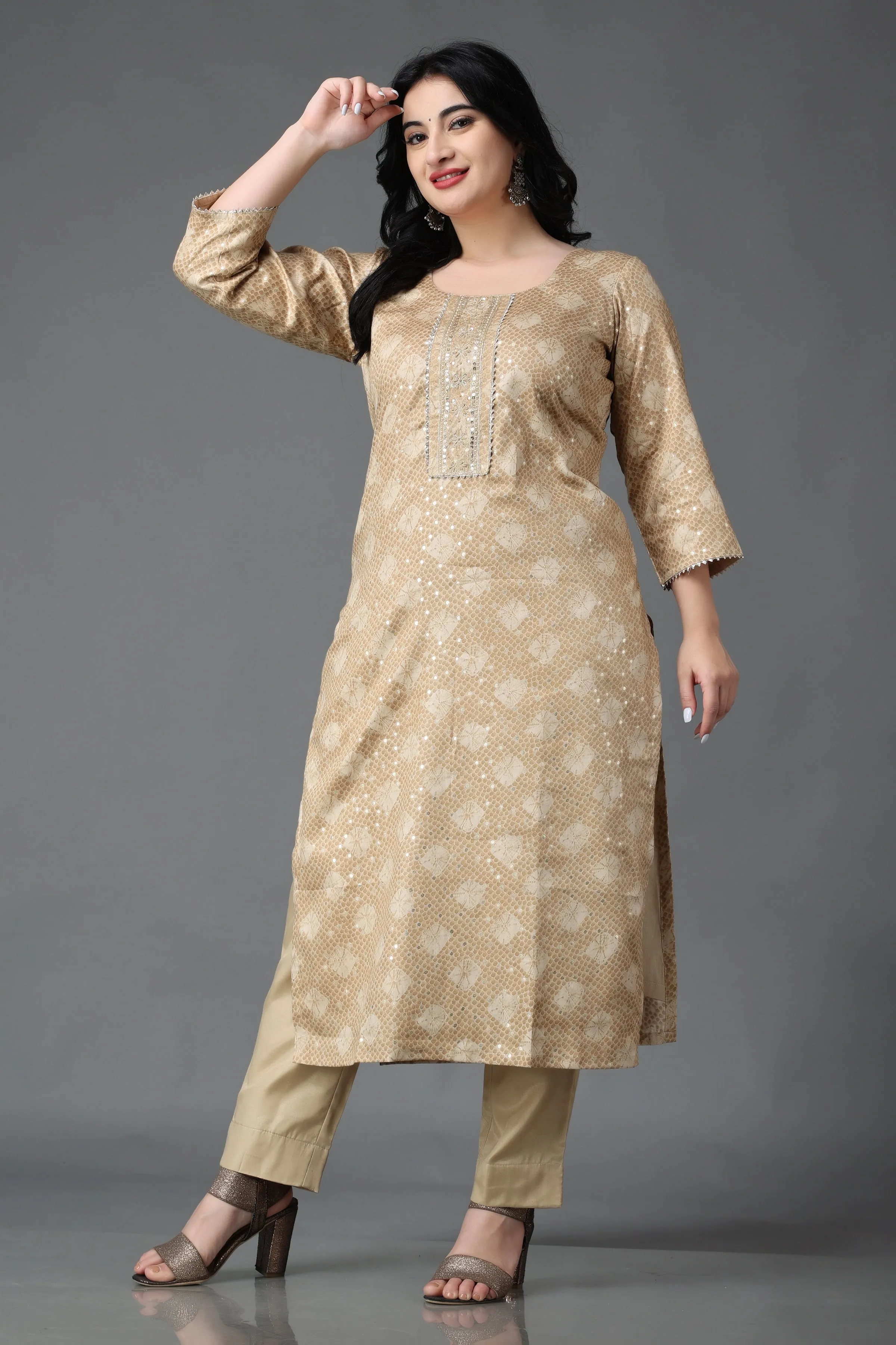 Golden Memories Modal Suit With Handwork