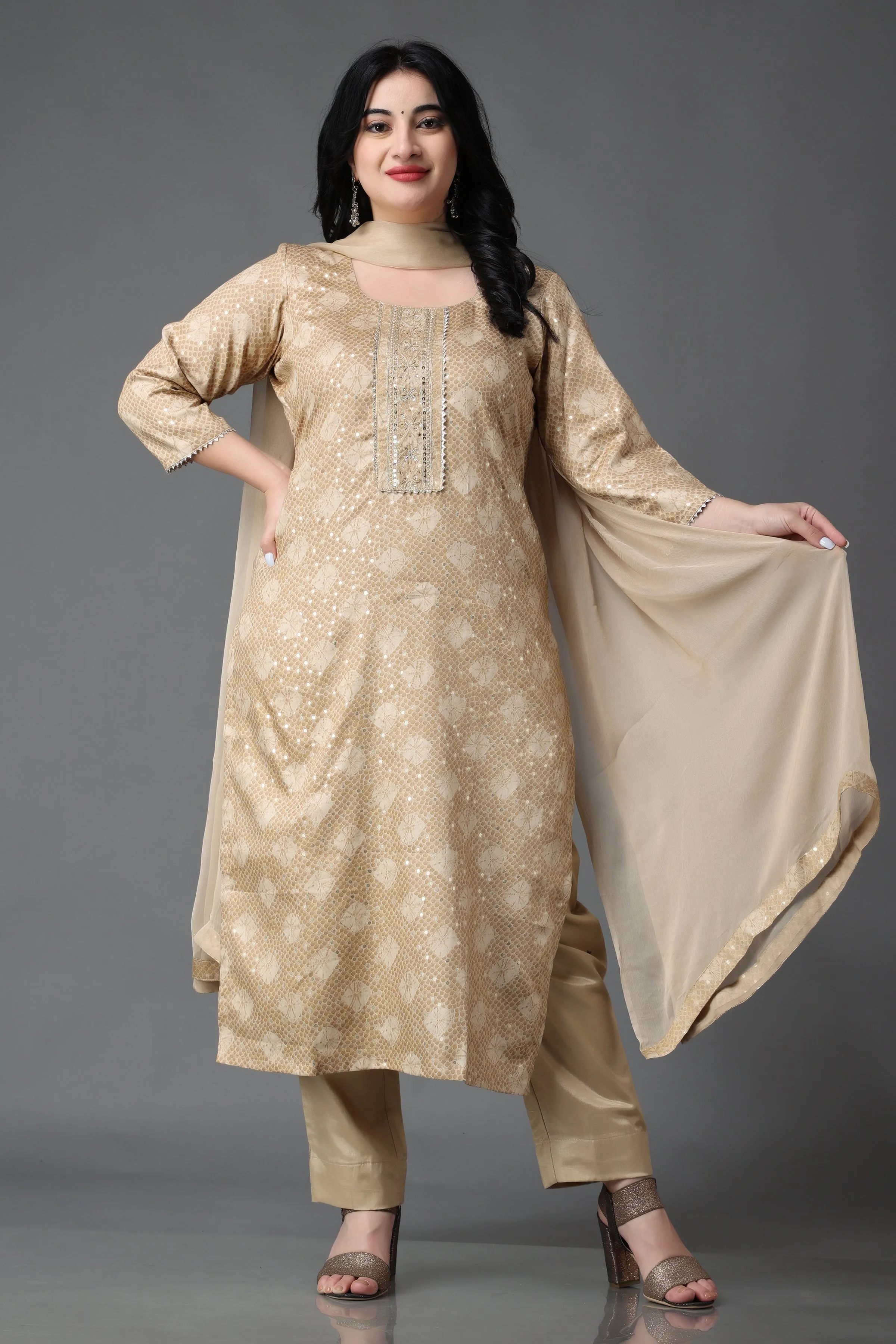 Golden Memories Modal Suit With Handwork