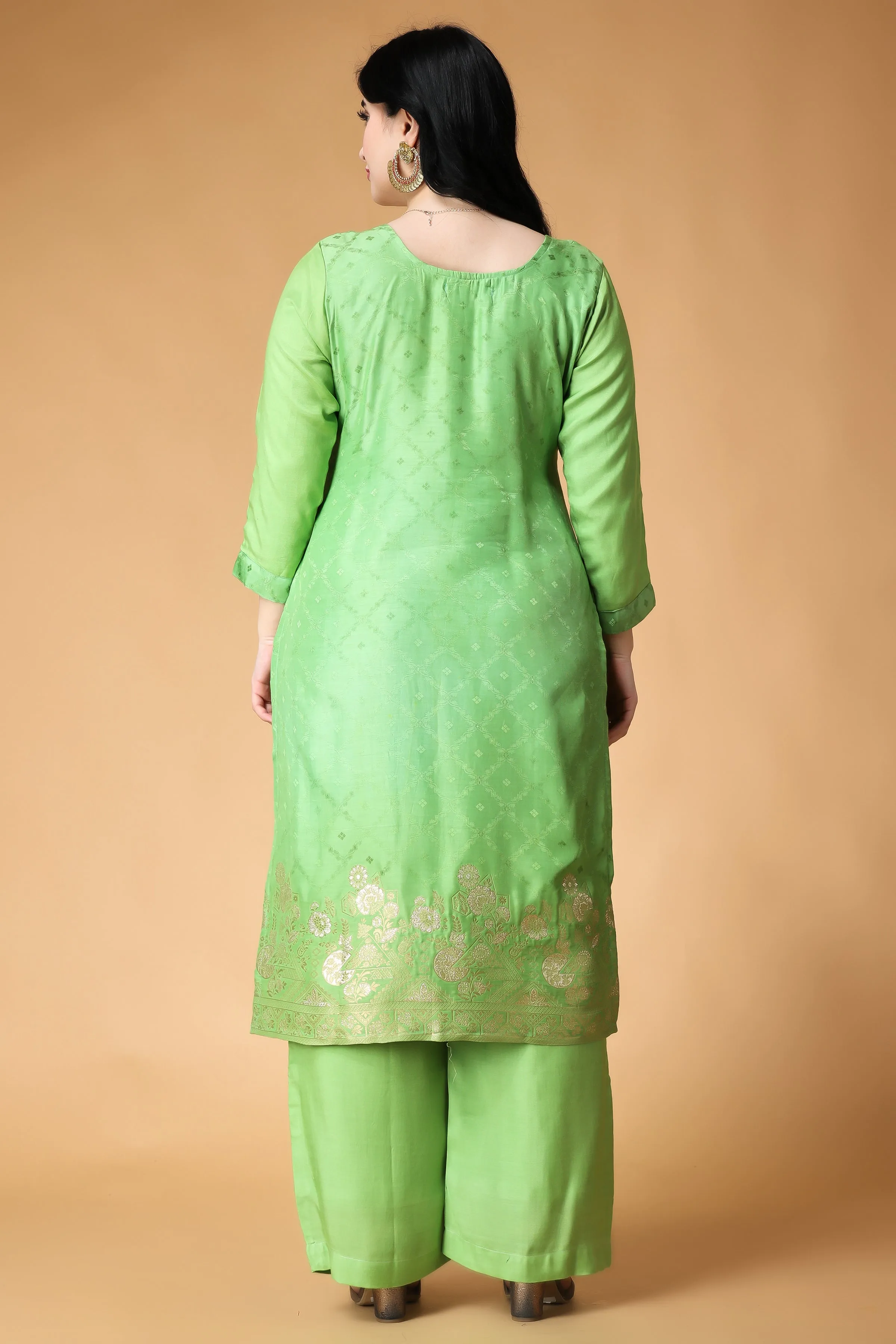 Greeny Glamour Muslin Suit Set