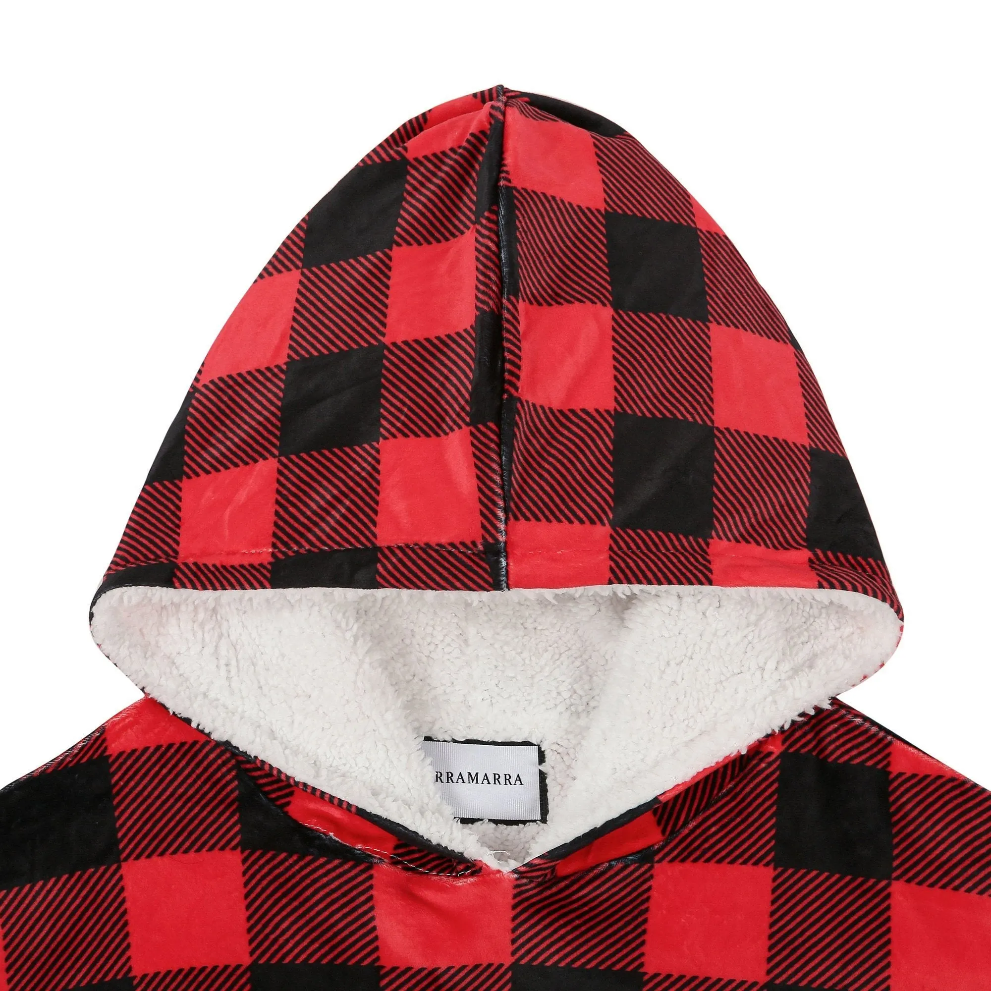 Hoodie Blanket Adult Red Check