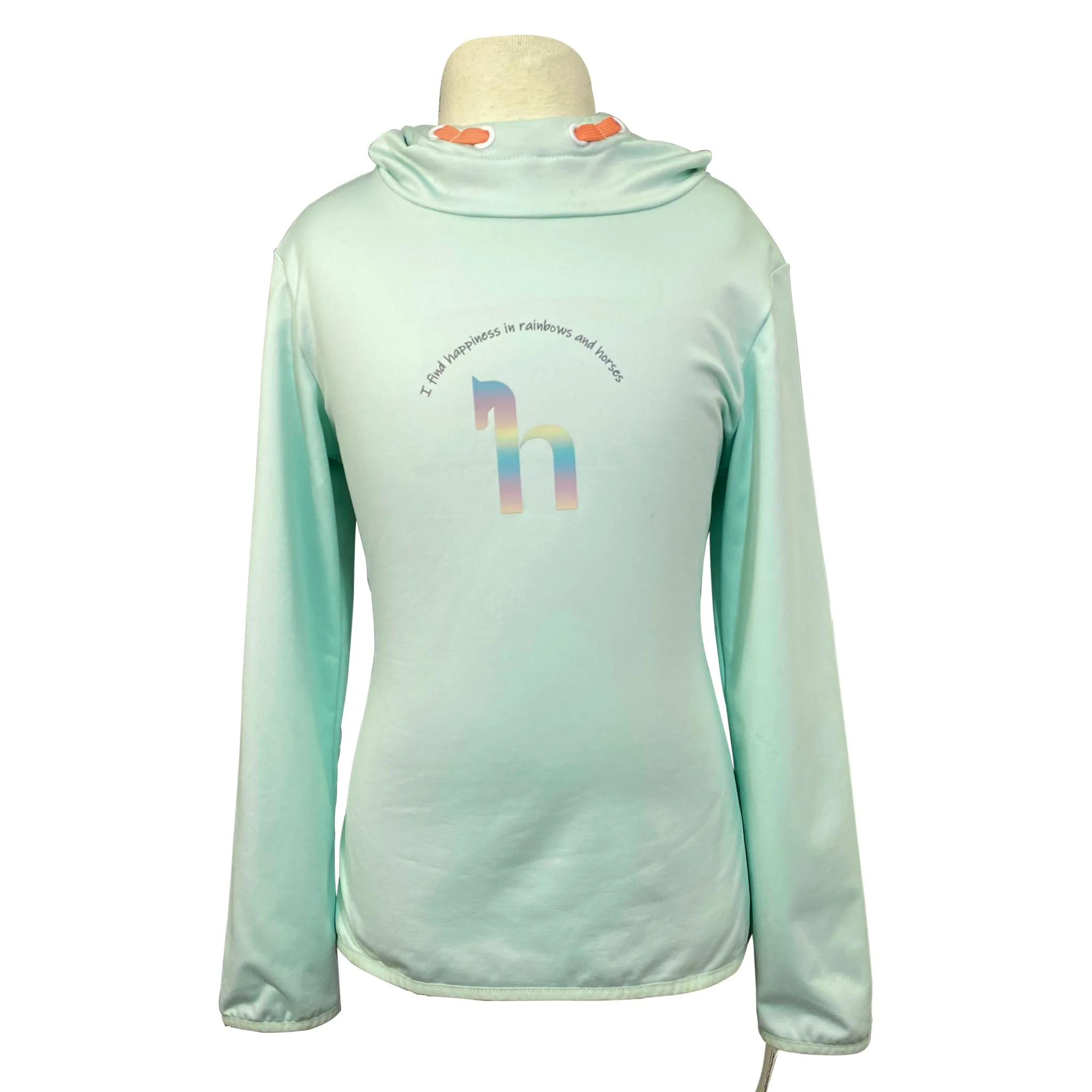 Horze 'Chloe' Rainbow Technical Hoodie in Dusty Aqua - Children's XL