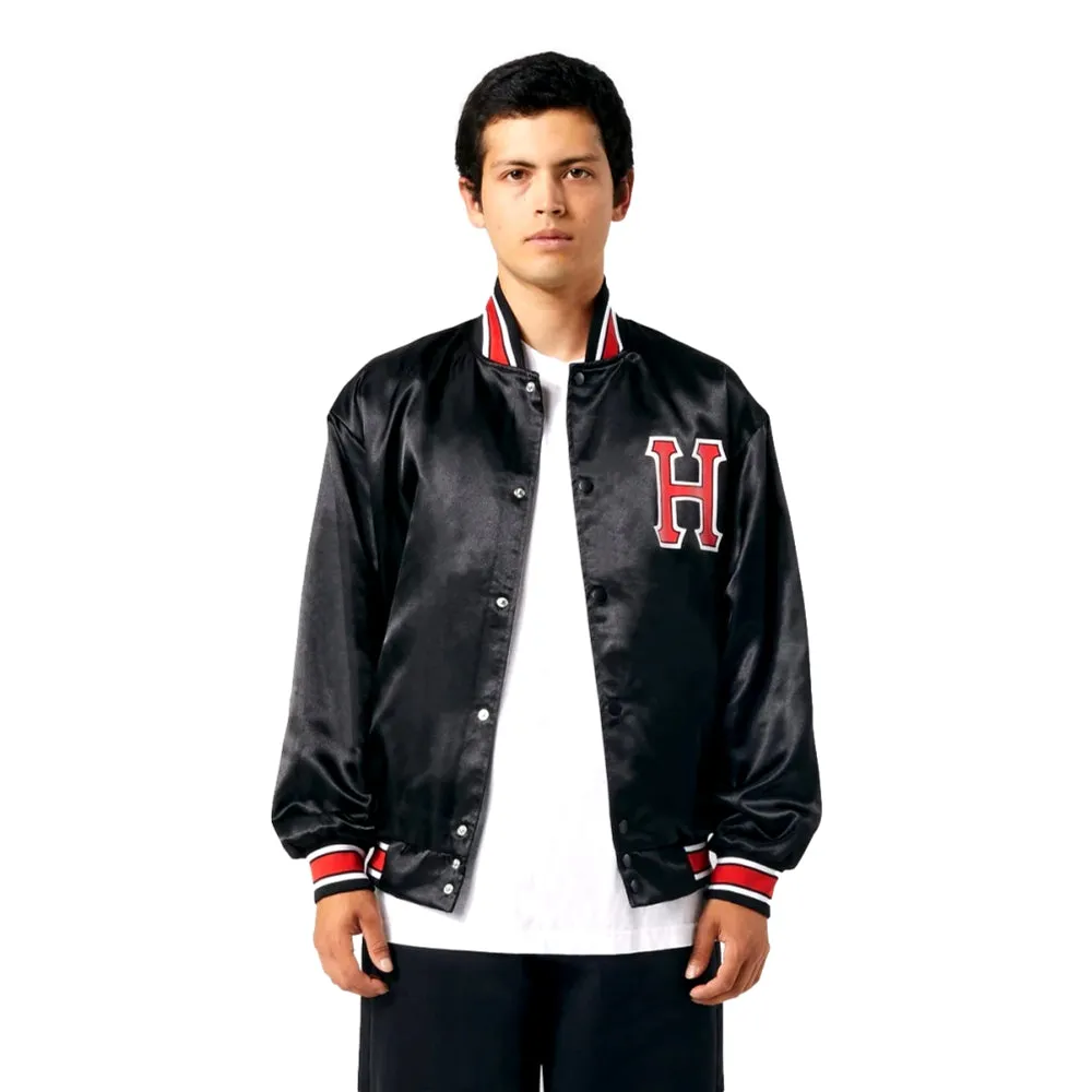 HUF CRACKERJACK SATIN BASEBALL JACKET-BLACK