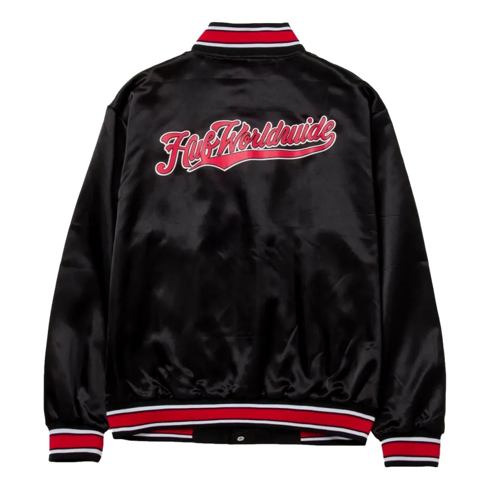 HUF CRACKERJACK SATIN BASEBALL JACKET-BLACK