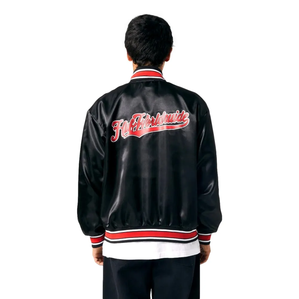 HUF CRACKERJACK SATIN BASEBALL JACKET-BLACK