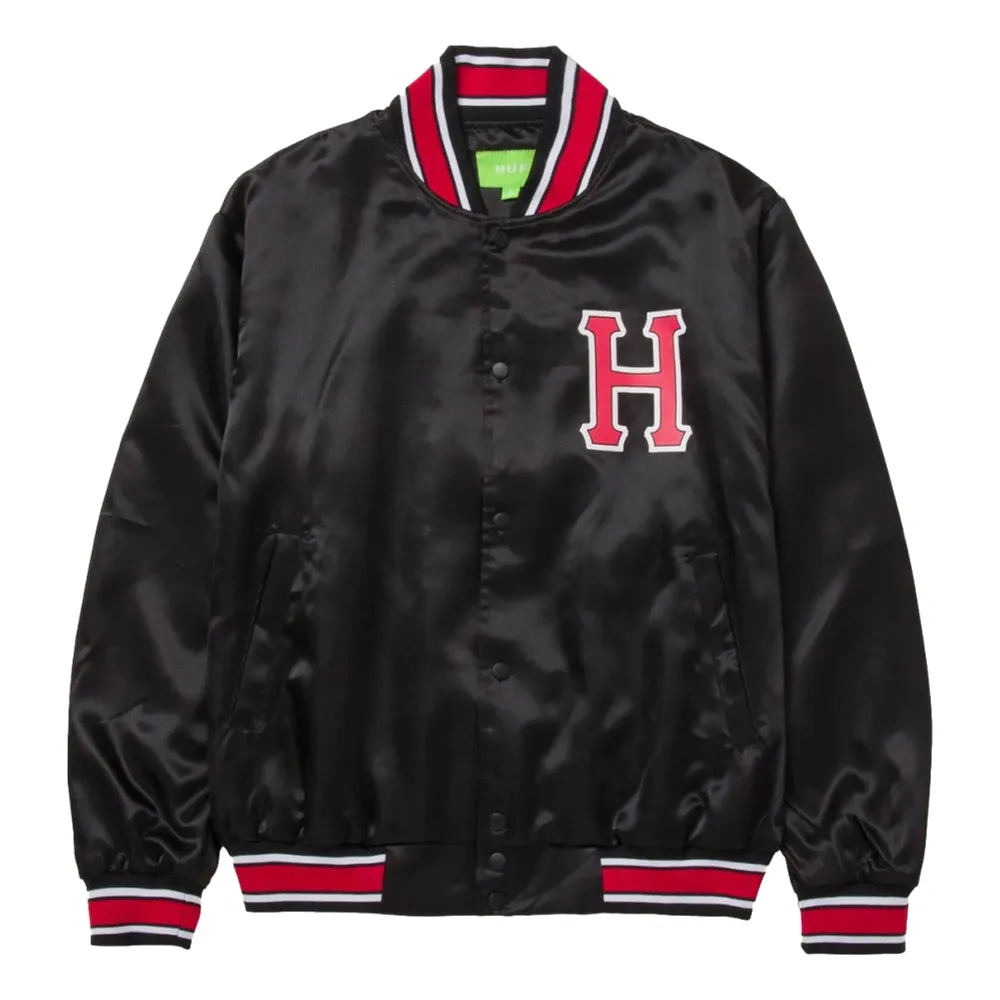 HUF CRACKERJACK SATIN BASEBALL JACKET-BLACK