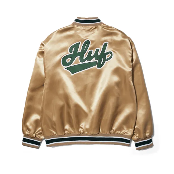 HUF Pop Fly Satin Baseball Jacket - Tan