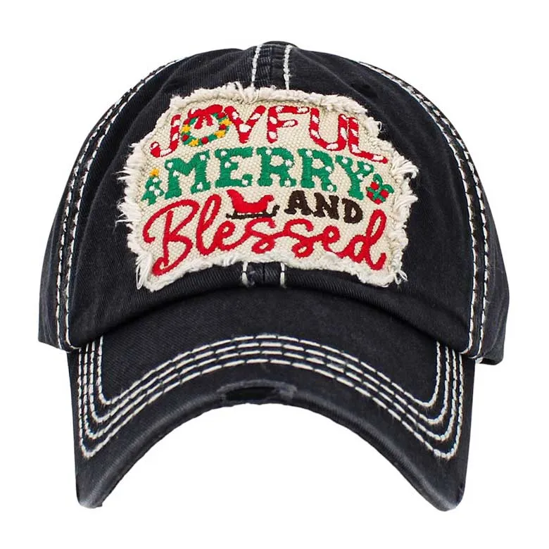 Joyful Merry and Blessed Message Vintage Baseball Cap