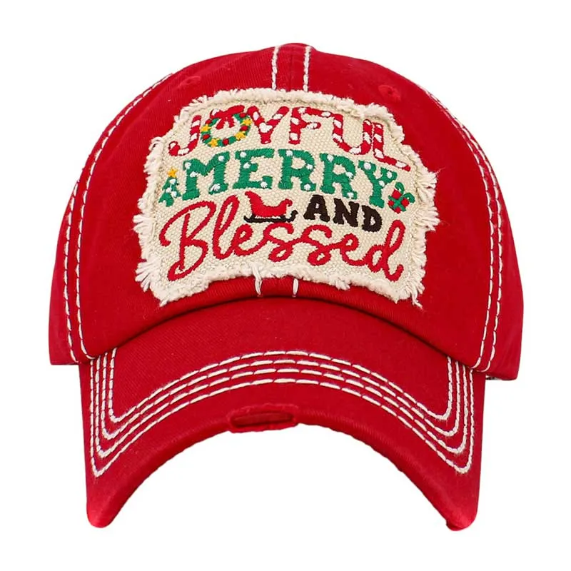 Joyful Merry and Blessed Message Vintage Baseball Cap