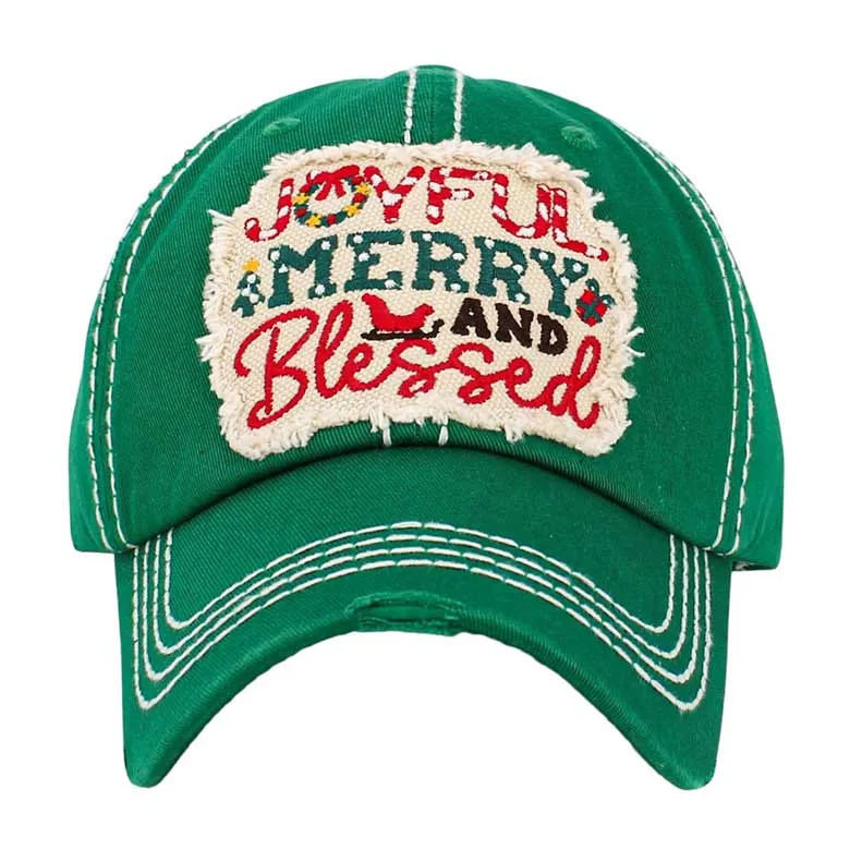 Joyful Merry and Blessed Message Vintage Baseball Cap