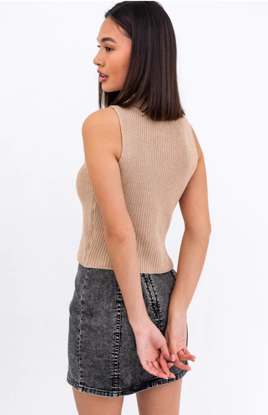 Kensy Knit Turtleneck - Beige