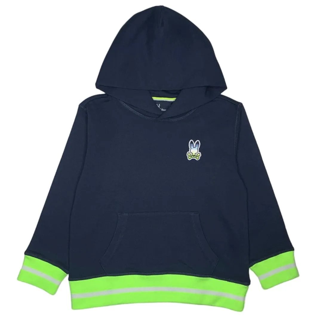 Kids Psycho Bunny Clifton Pullover Hoodie (Navy) B0H118N1FL