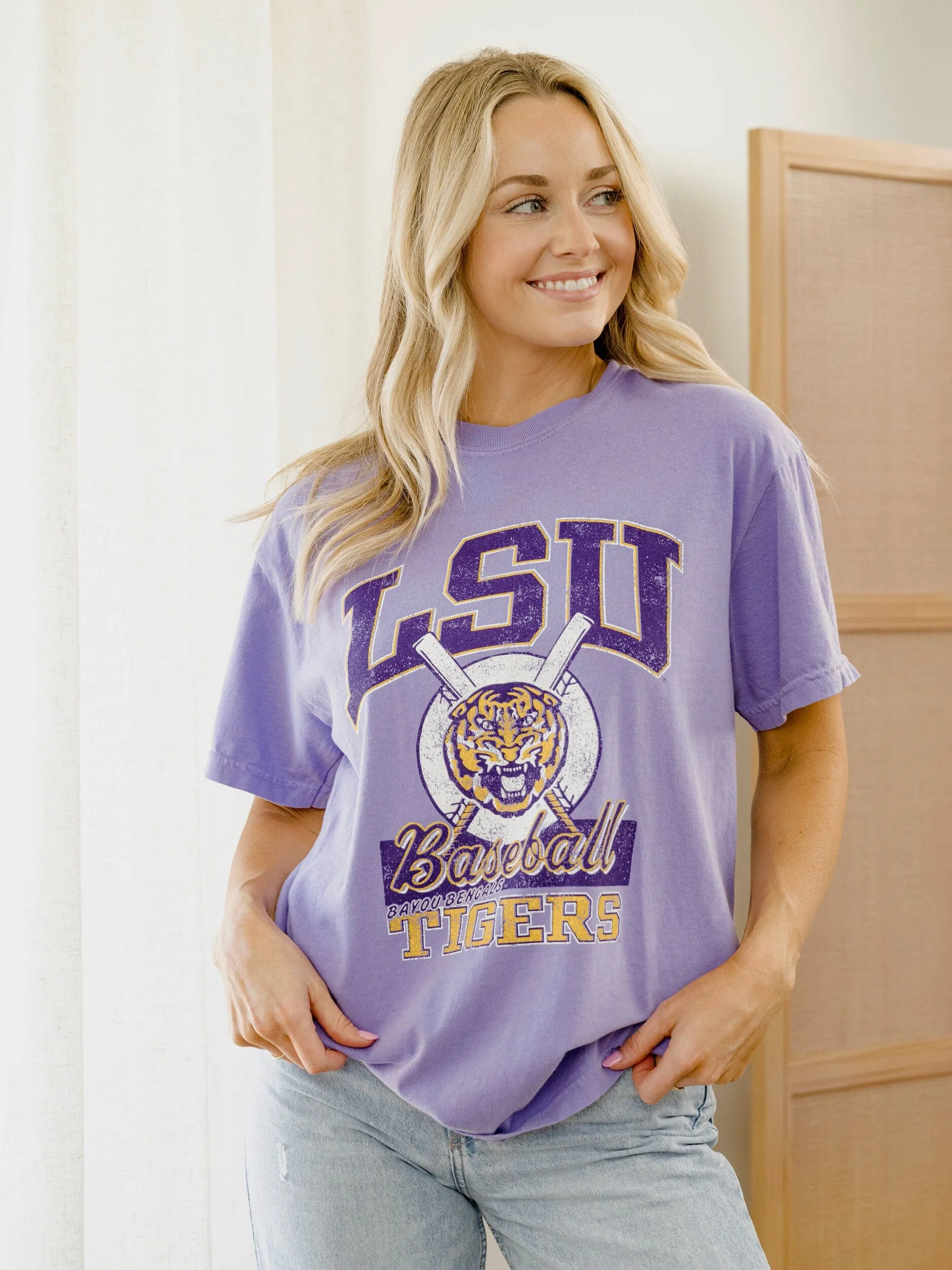 LSU Tigers Baseball Violet Tee